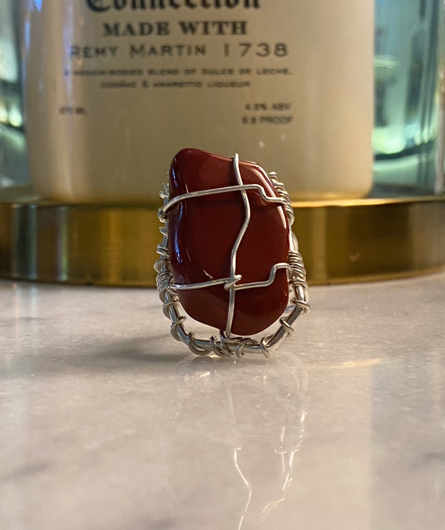 SILVER+RED JASPER RING
