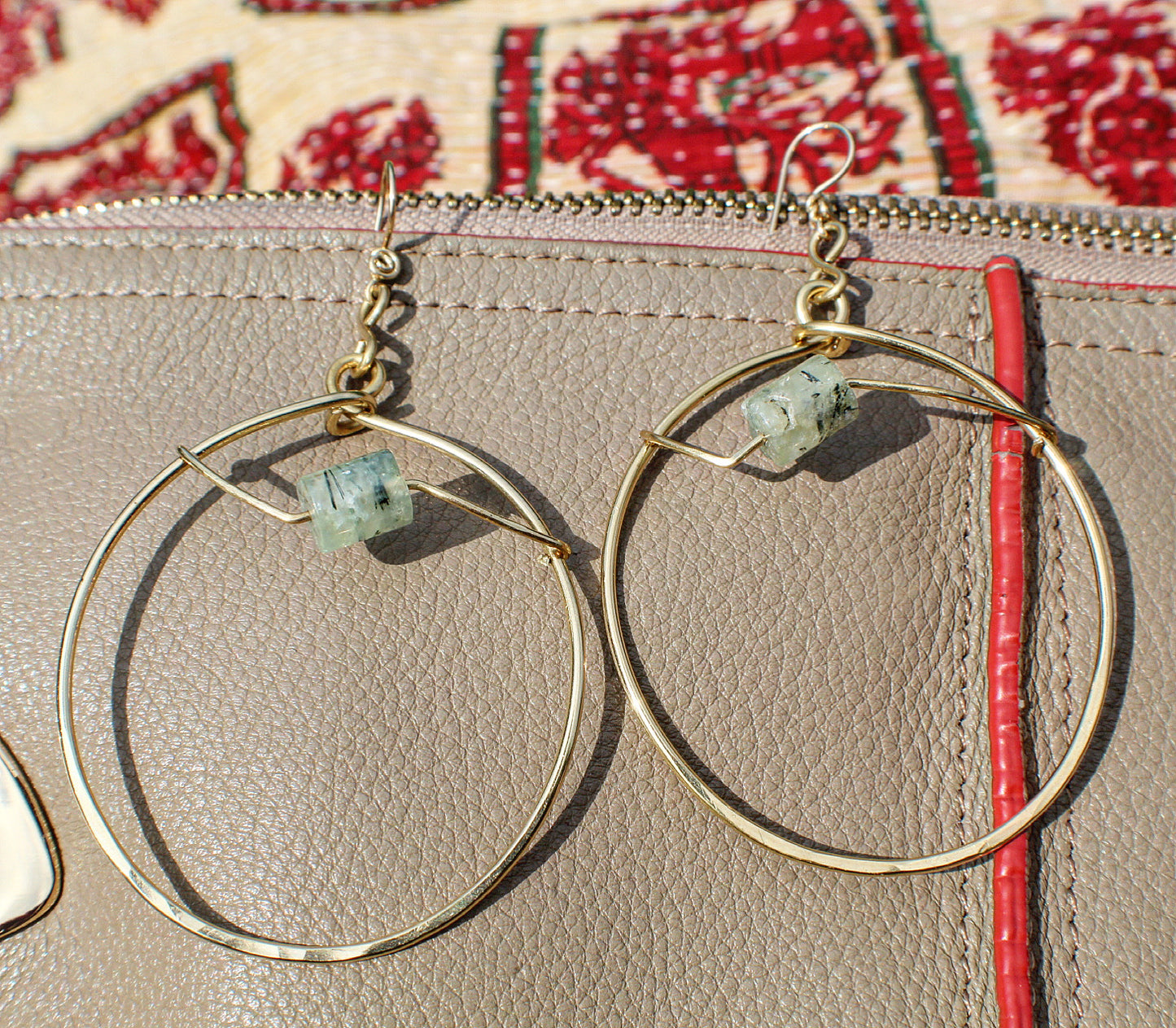 BRONZE+PREHNITE HOOP EARRINGS