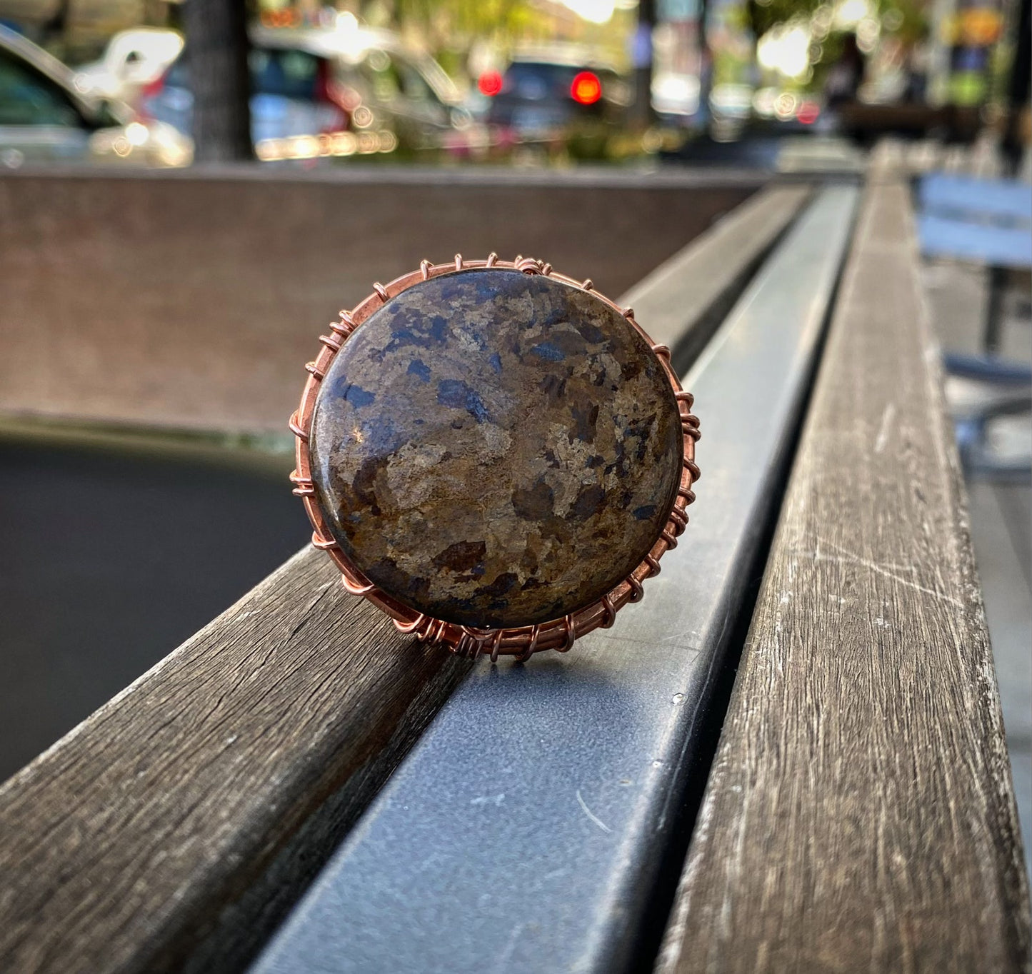 COPPER+BRONZITE RING