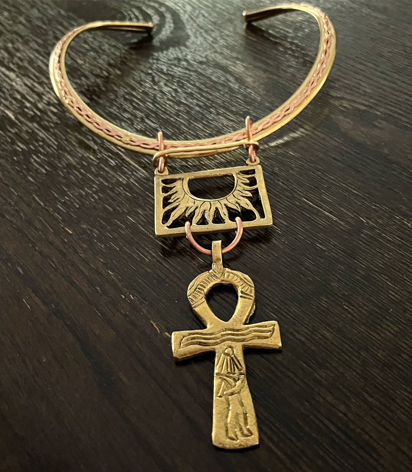 BRASS+BRONZE+COPPER ☀️SOLAR LIFE☀️CHOKER NECKLACE