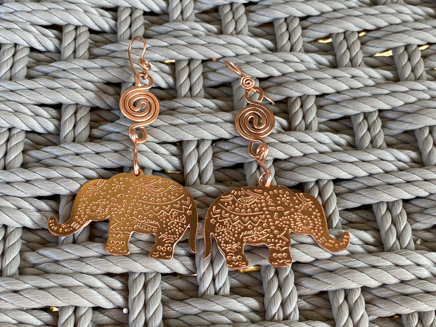 COPPER VORTEX ELEPHANT EARRINGS