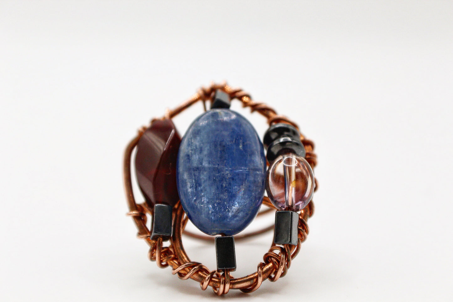 COPPER+KYANITE+CARNELIAN+HEMATITE+AMETRINE PARTY RING