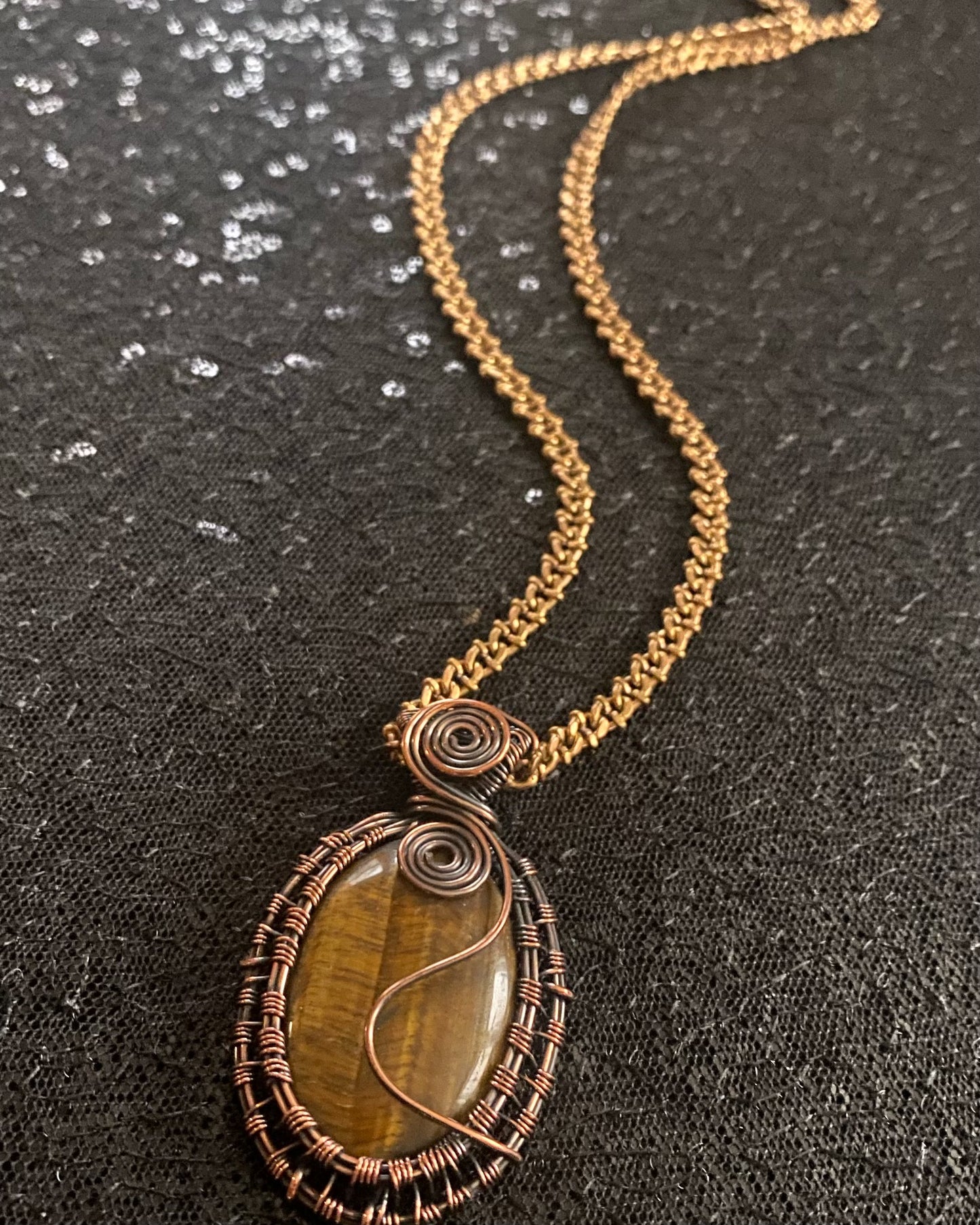 COPPER+BRONZE+ TIGERS EYE NECKLACE