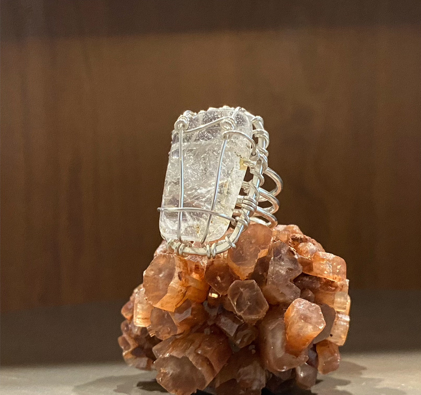 SILVER+CLEAR QUARTZ RING