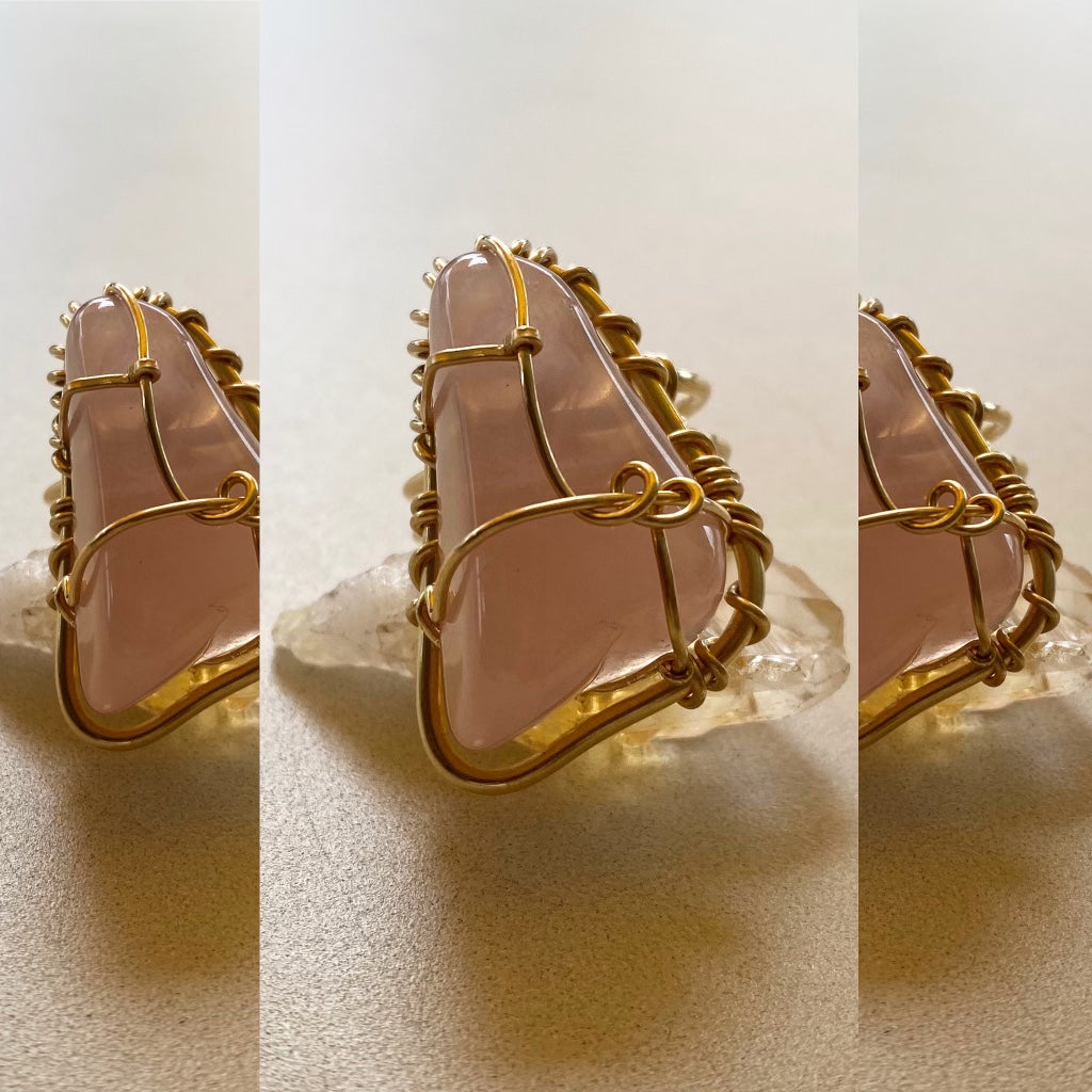 BRONZE+ROSE QUARTZ RING
