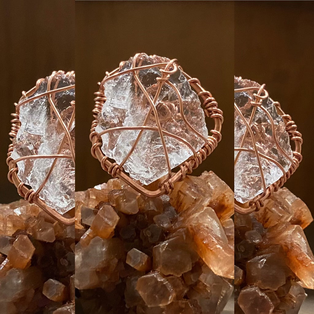 COPPER+RAW QUARTZ RING