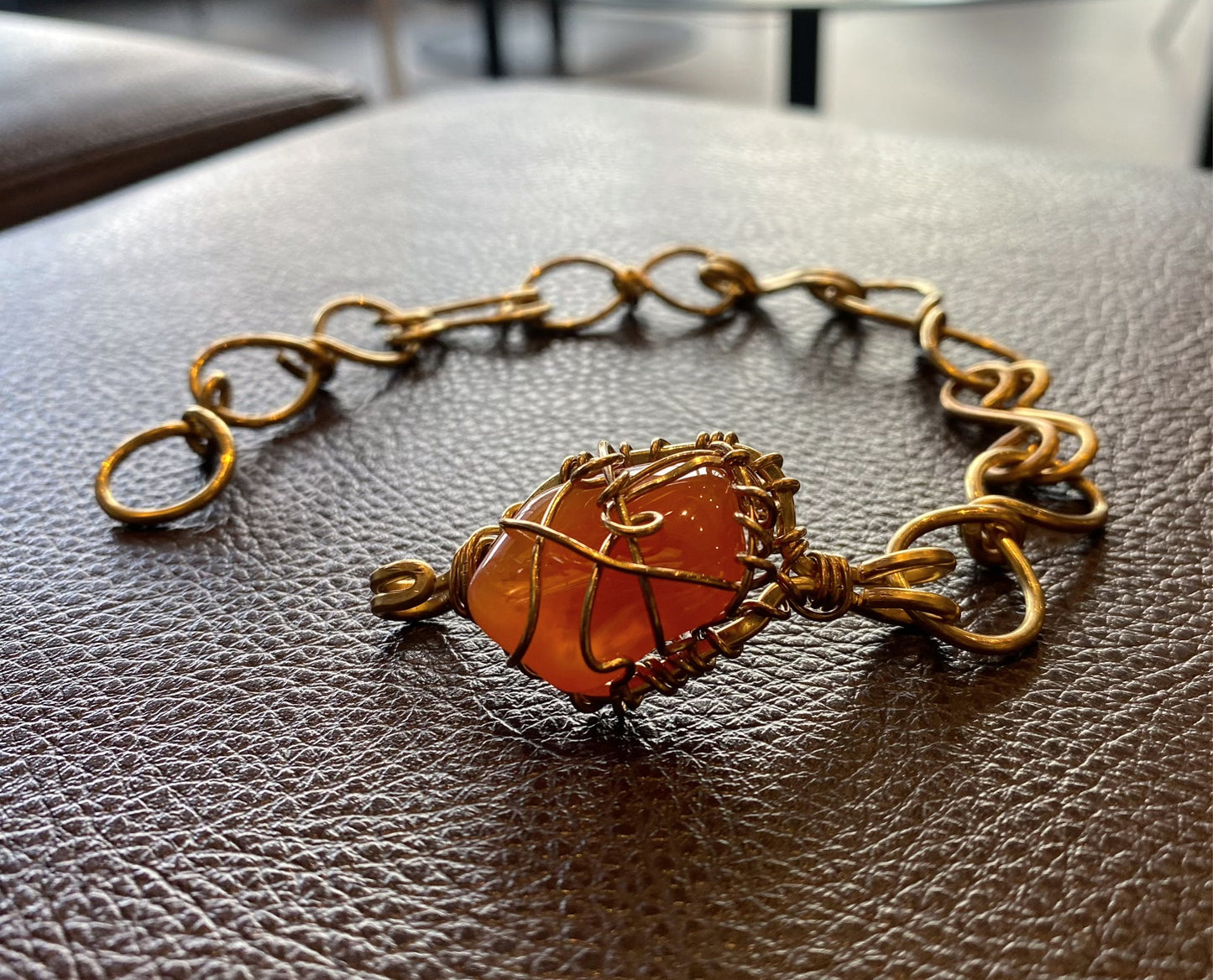 BRONZE+CARNELIAN ANKLET