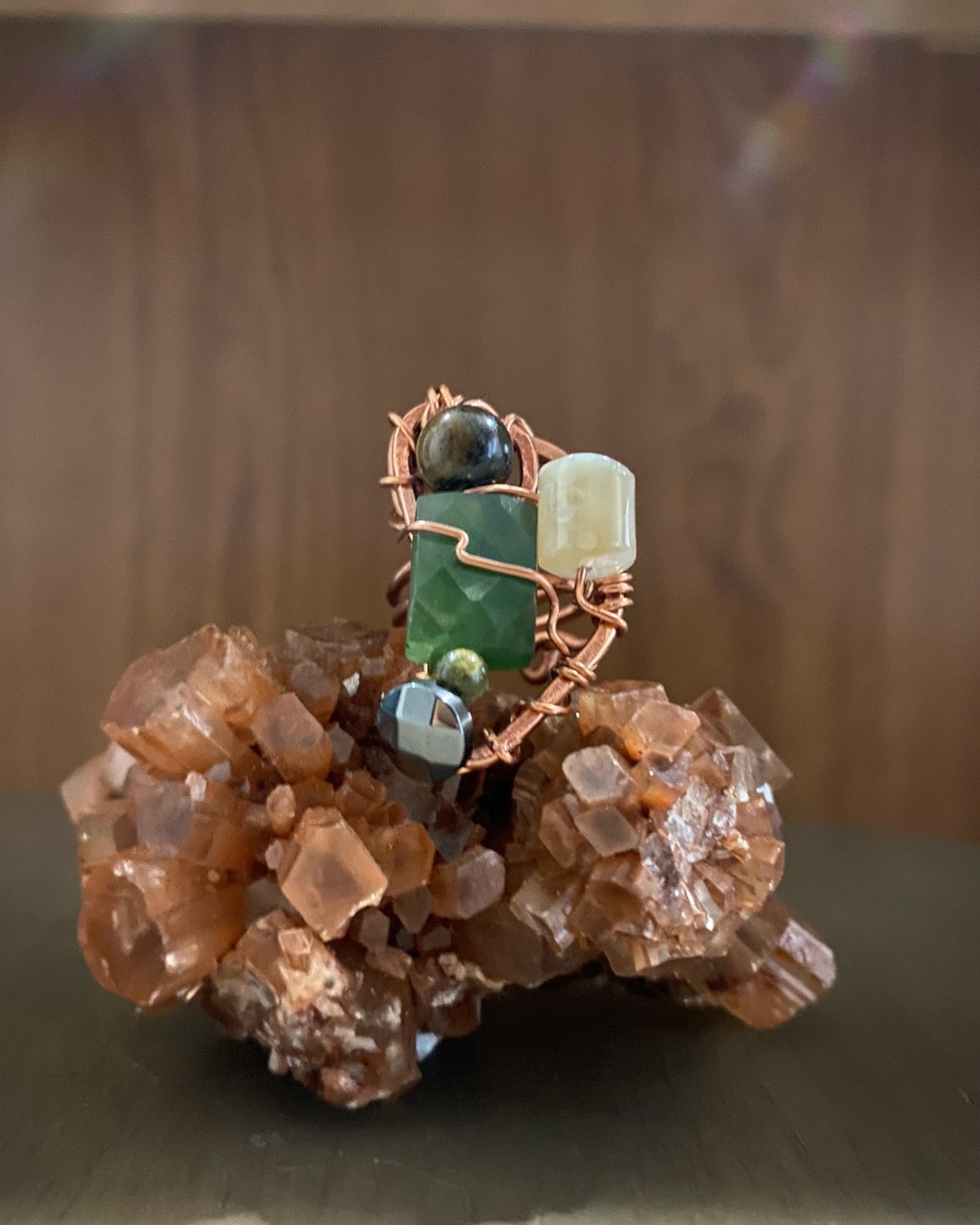COPPER+JADE+AGATE+TIGERS EYE+HEMATITE PARTY RING