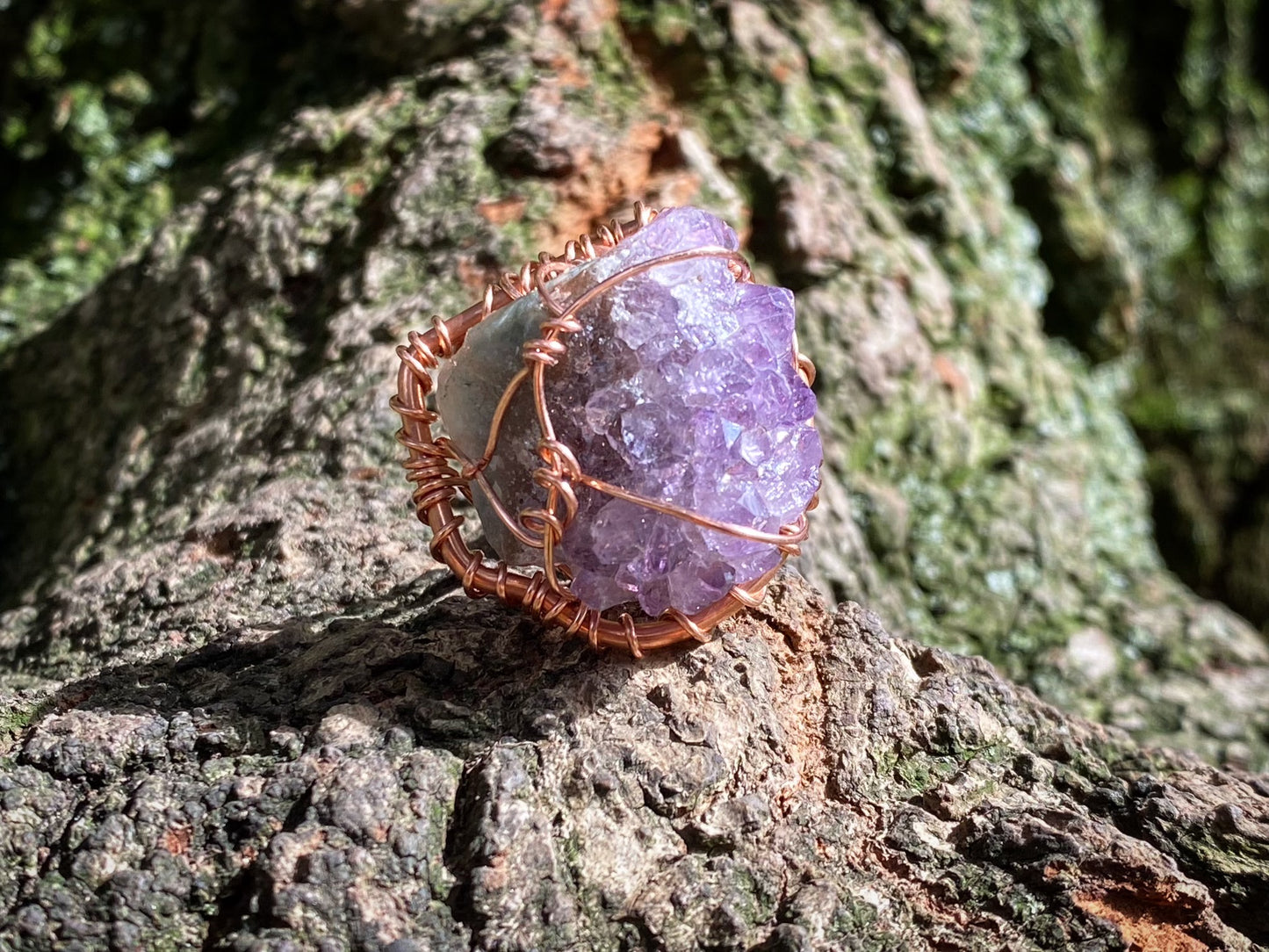 ✨MIND POWER✨COPPER+RAW AMETHYST RING