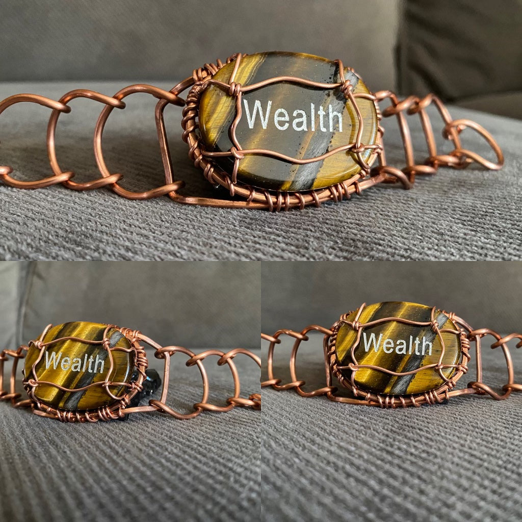 COPPER+TIGERS EYE “WEALTH” ARCLINK BRACELET