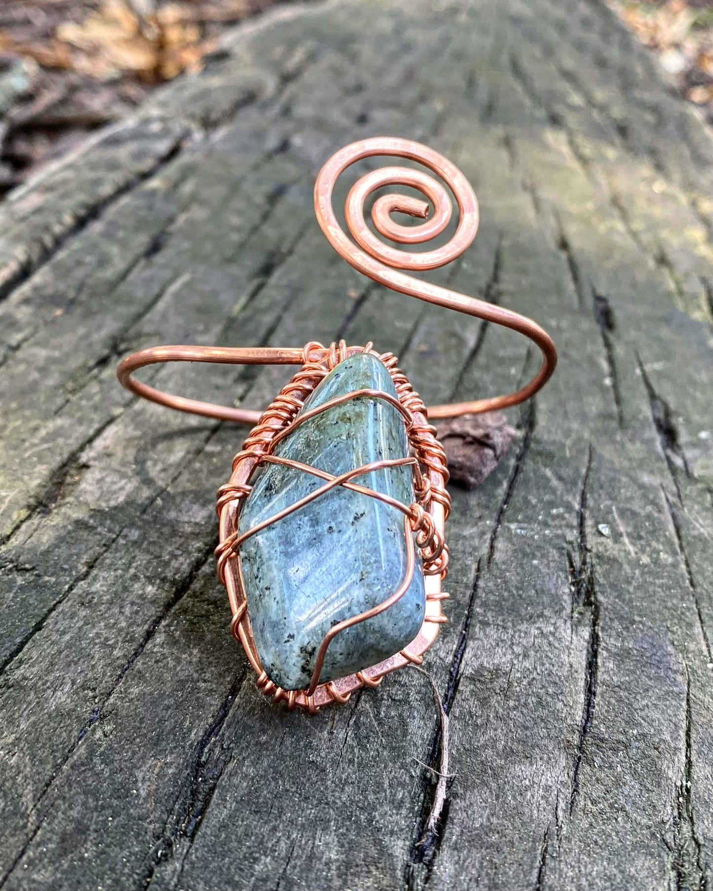 COPPER+LABRADORITE SWIRL WRAP BRACELET
