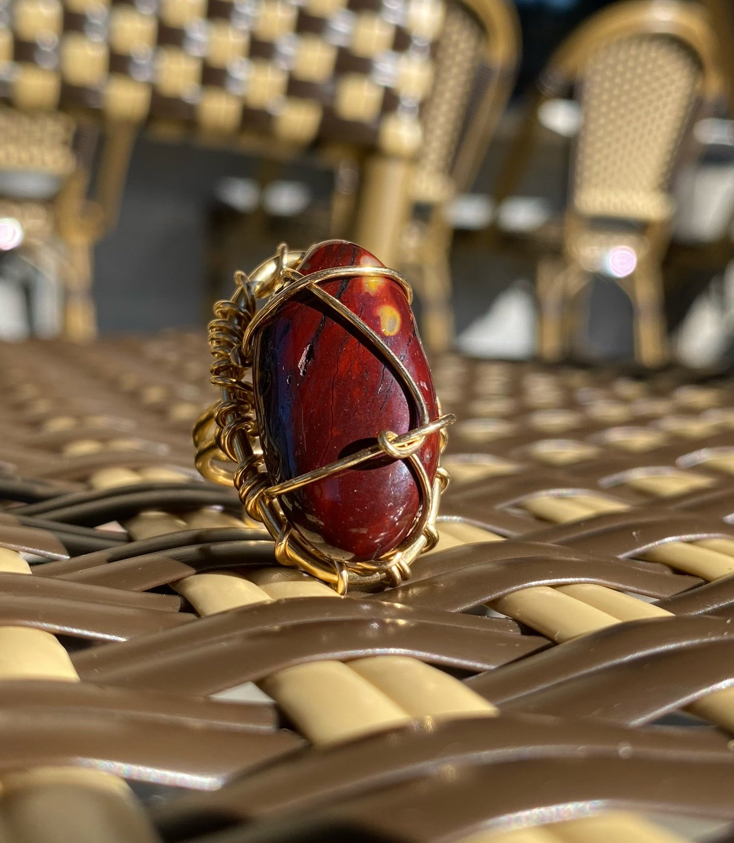BRONZE+RED MOOKITE JASPER RING
