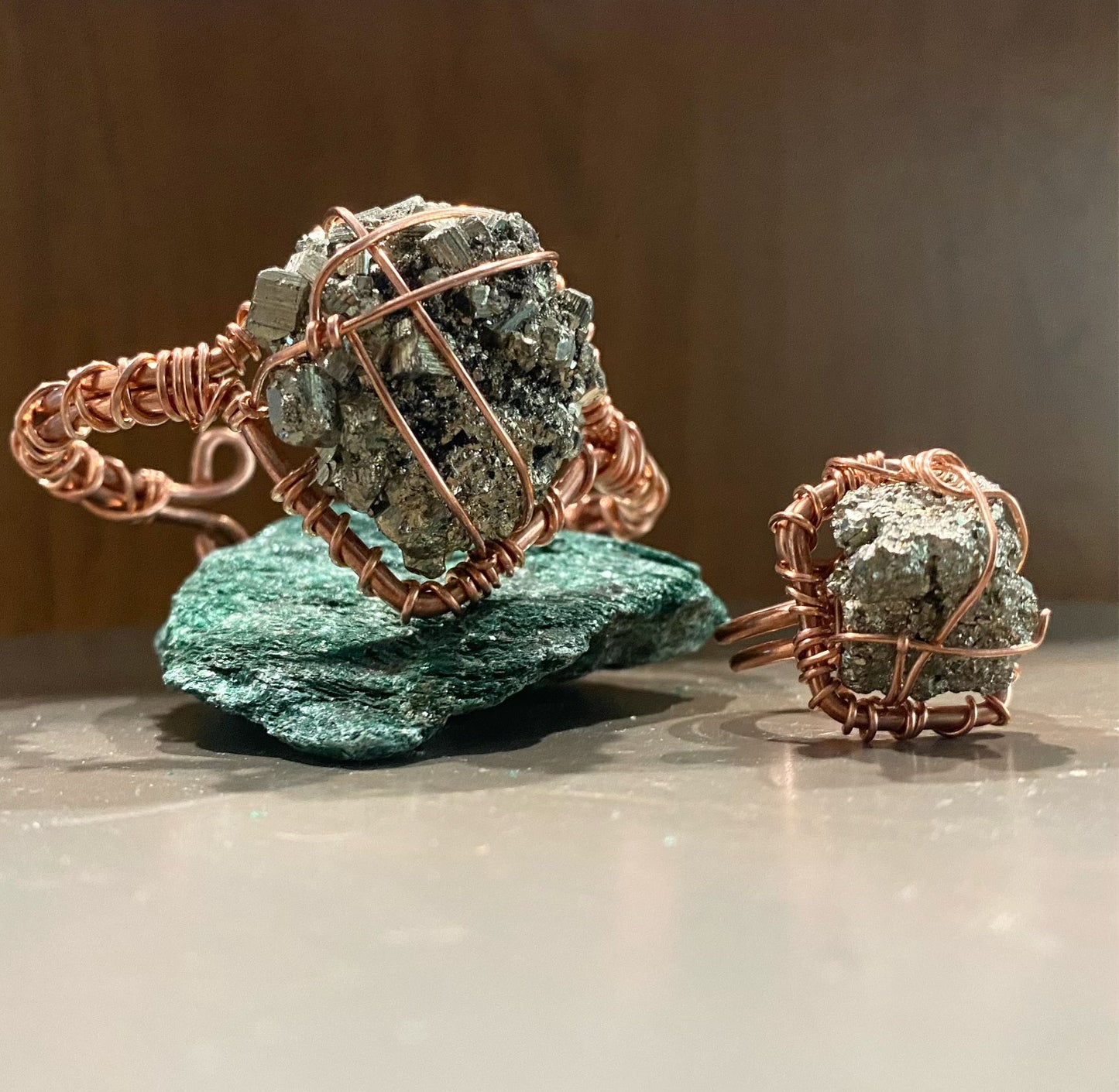 CHUNKY COPPER+PYRITE CUFF BRACELET
