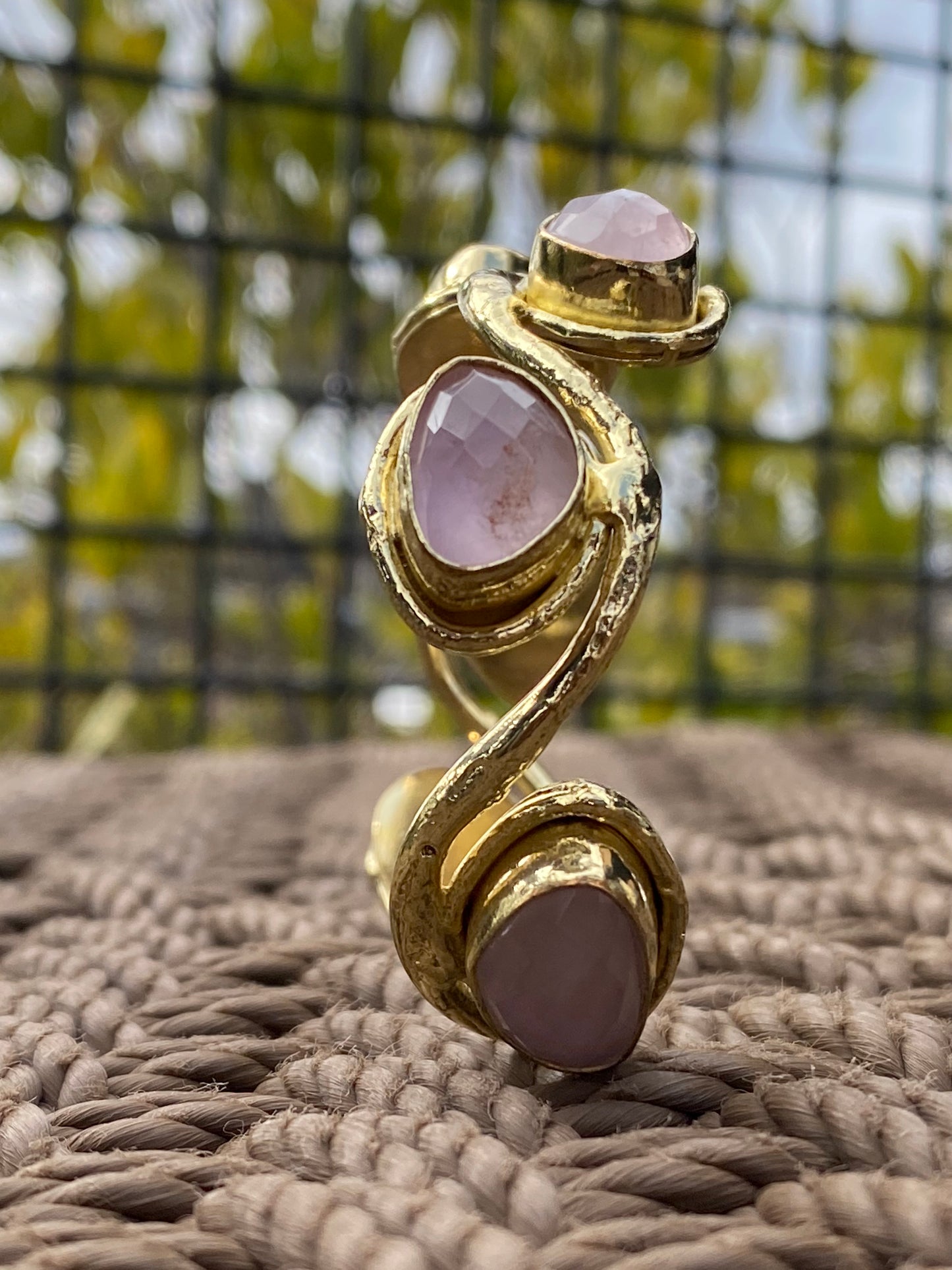 ✨SWEET PETALS OF ROSE✨ BRASS+ROSE QUARTZ BRACELET
