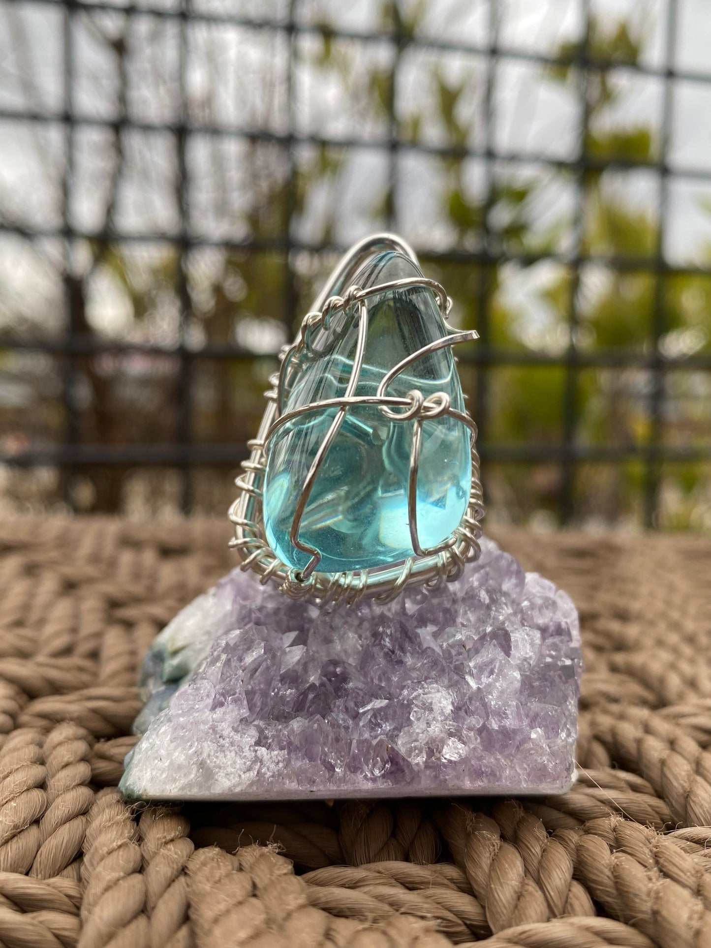 SILVER+BLUE OBSIDIAN RING