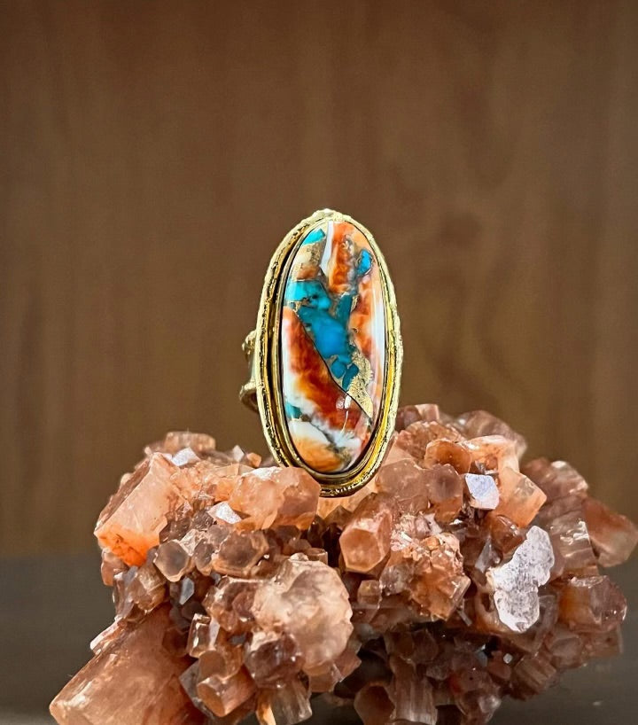 BRASS+OYSTER TURQUOISE RING