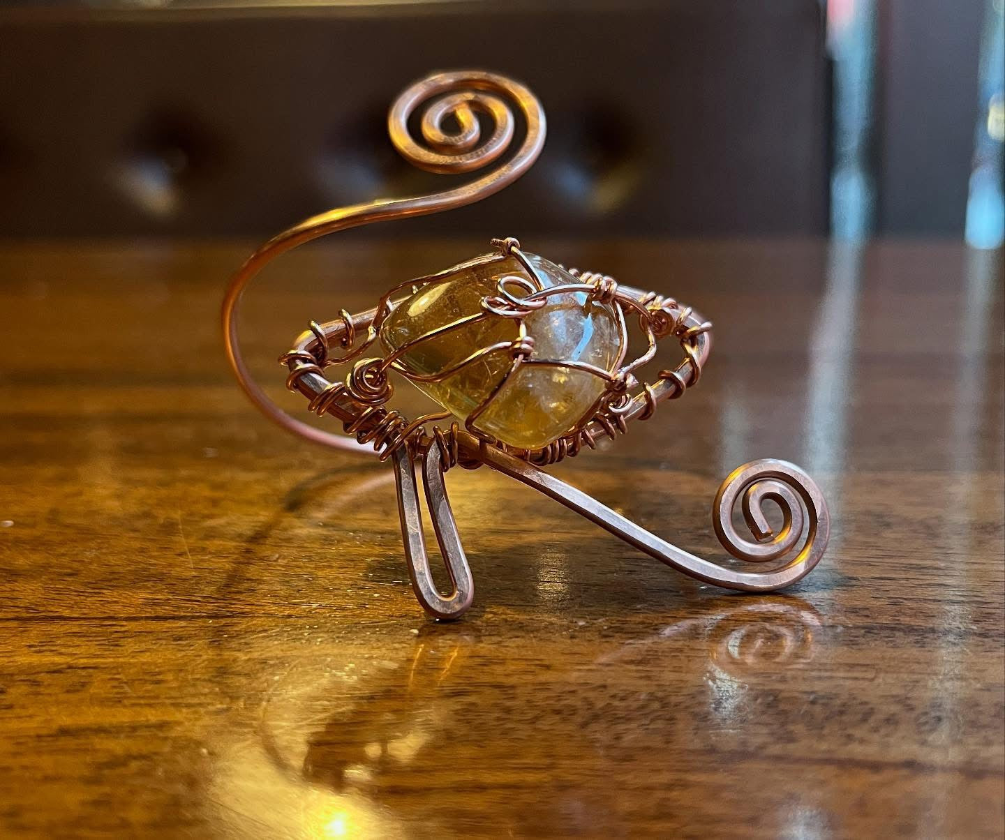 COPPER+GOLDEN CALCITE EYE OF HERU VORTEX WRAP BRACELET