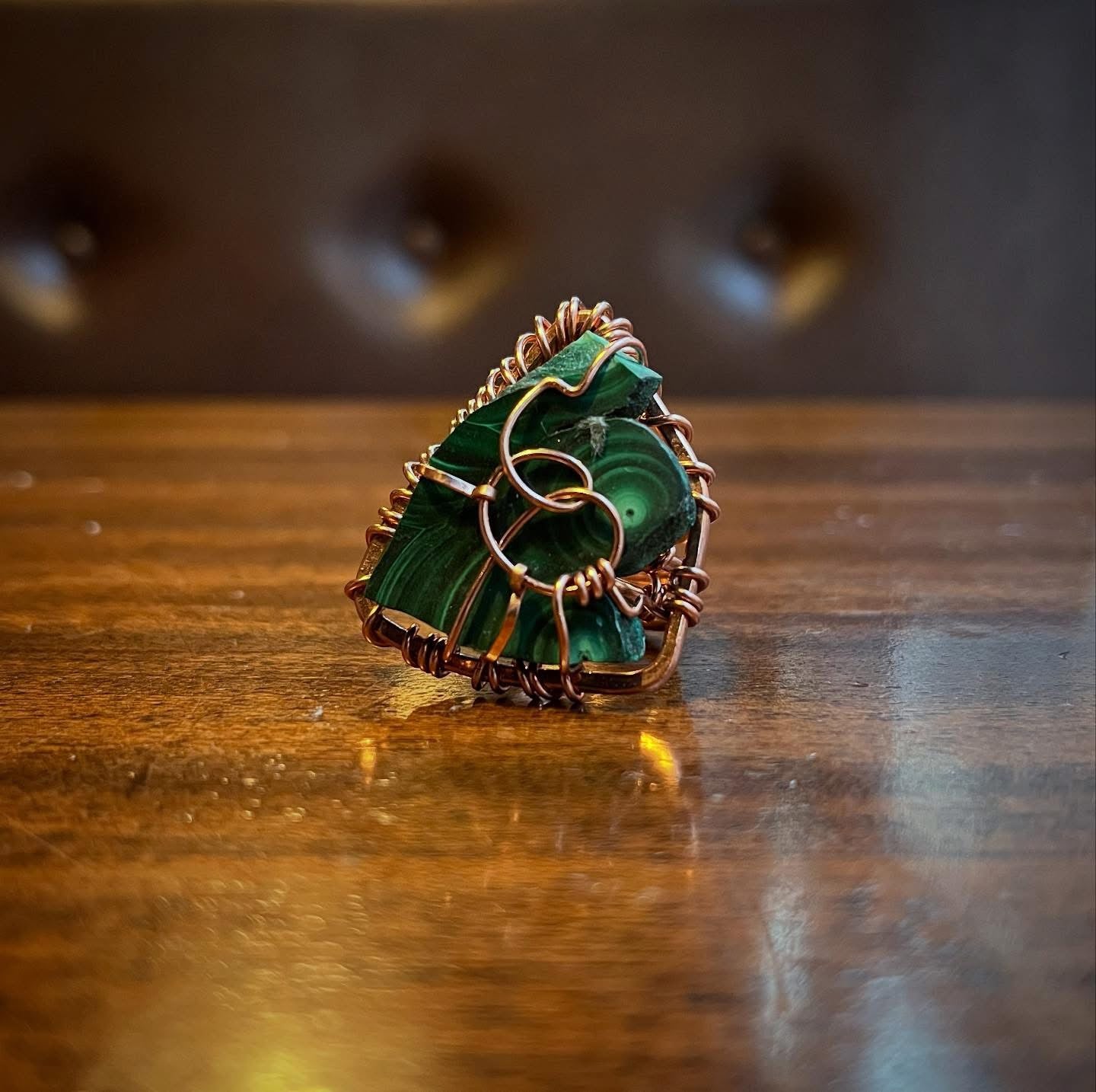 COPPER+MALACHITE RING