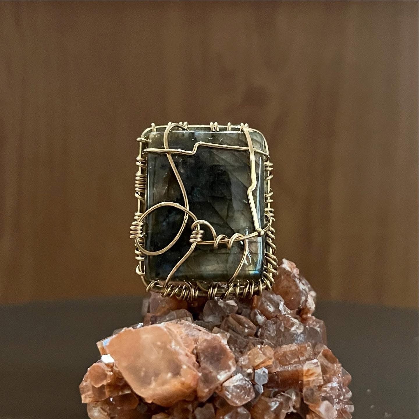 BRONZE+LABRADORITE RING