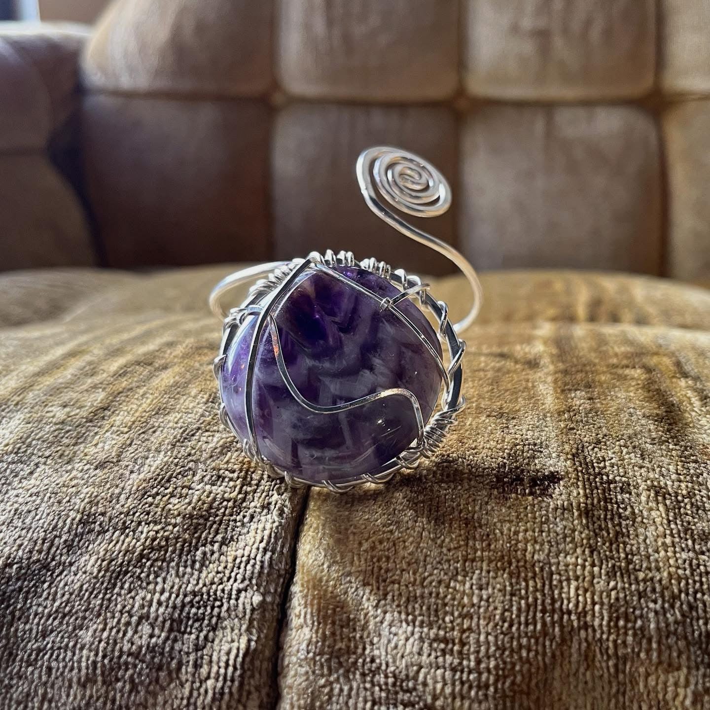 SILVER+CHEVRON AMETHYST VORTEX WRAP BRACELET