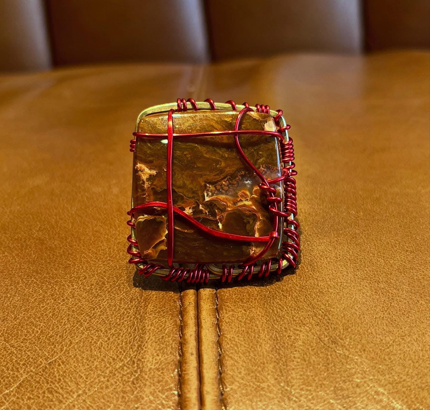BRONZE+RED COPPER+AGATE-JASPER RING