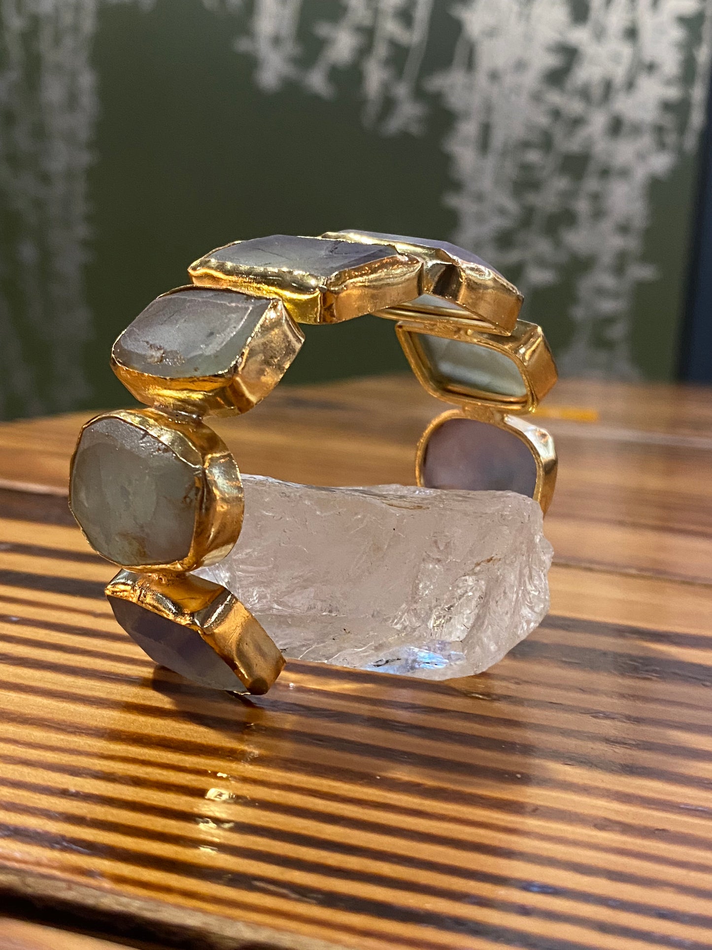BRASS+FLOURITE MULTI-STONE BRACELET