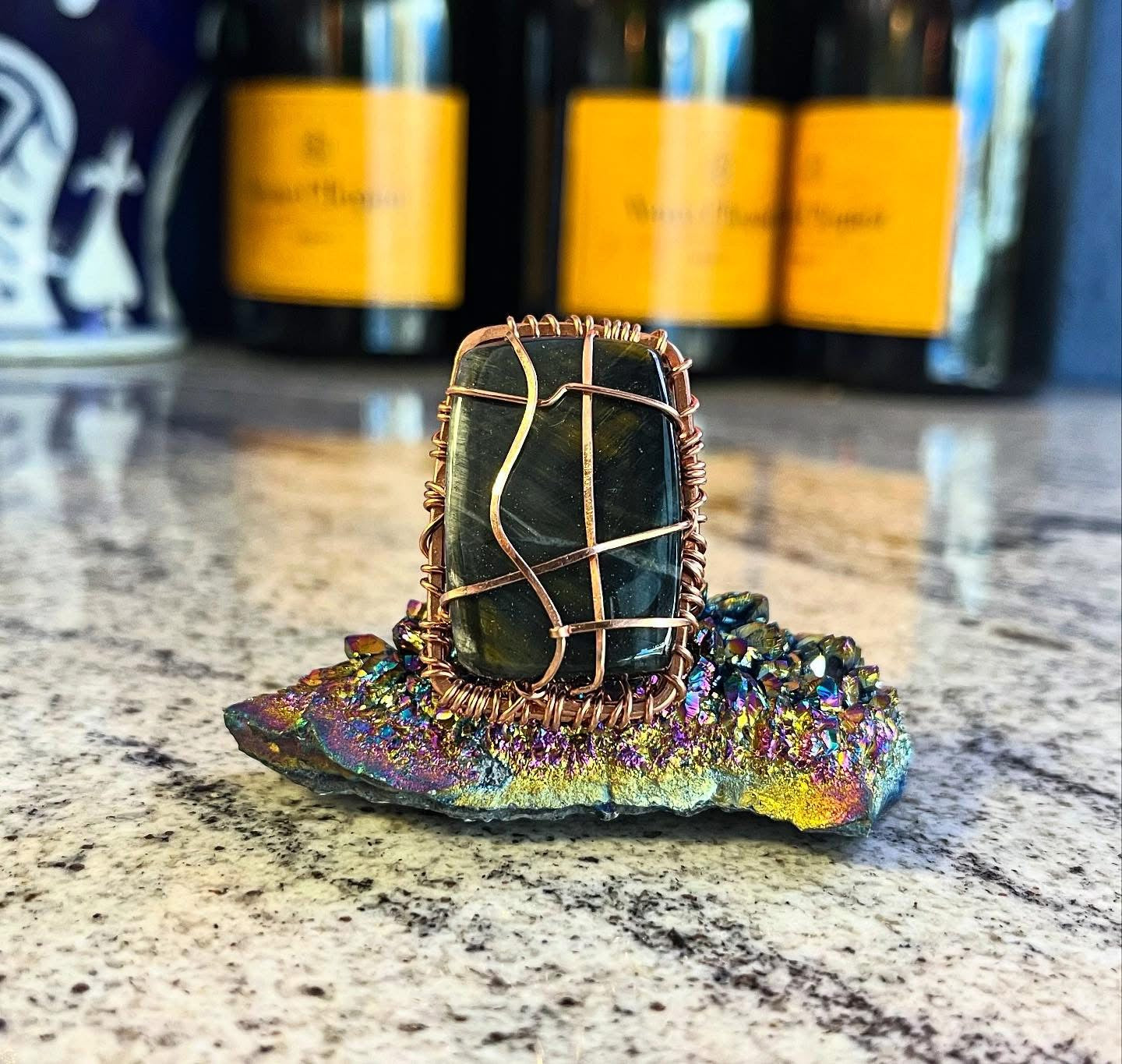 COPPER+BLUE TIGERS EYE RING
