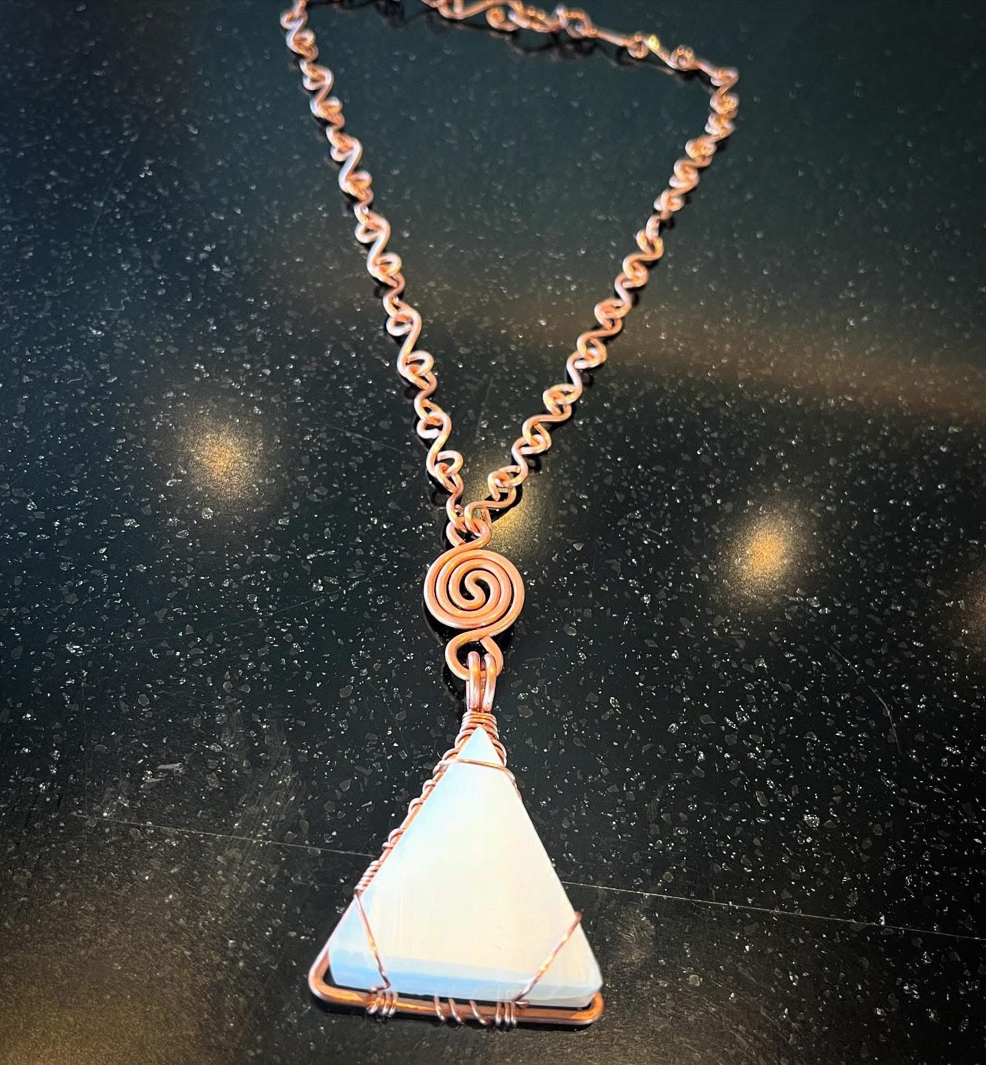 BRONZE+SELENITE S-LINK NECKLACE