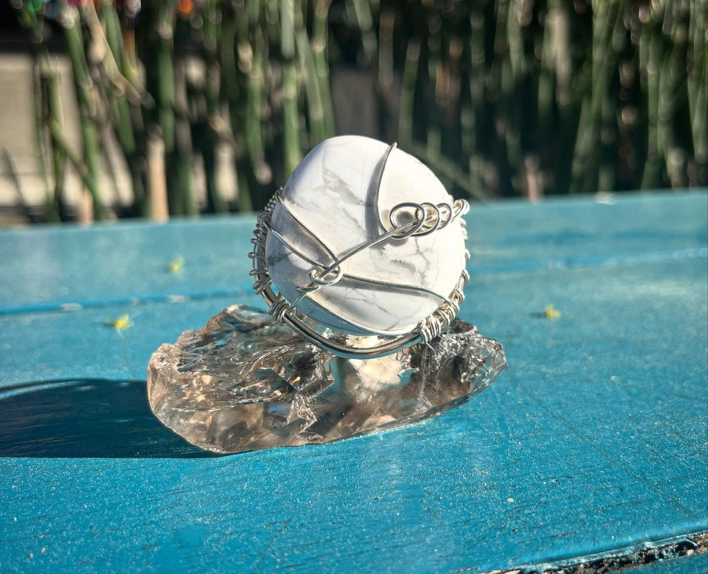 SILVER+HOWLITE RING