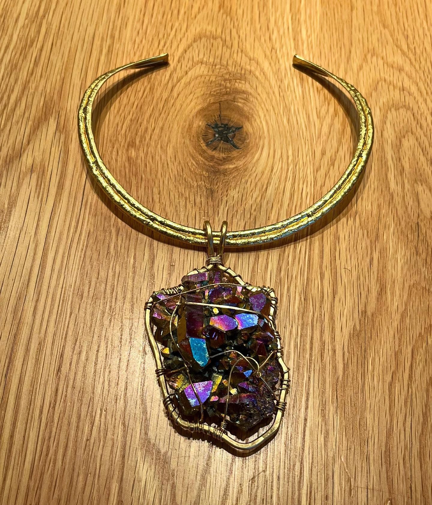 BRASS+TITANIUM AMETHYST NECKLACE