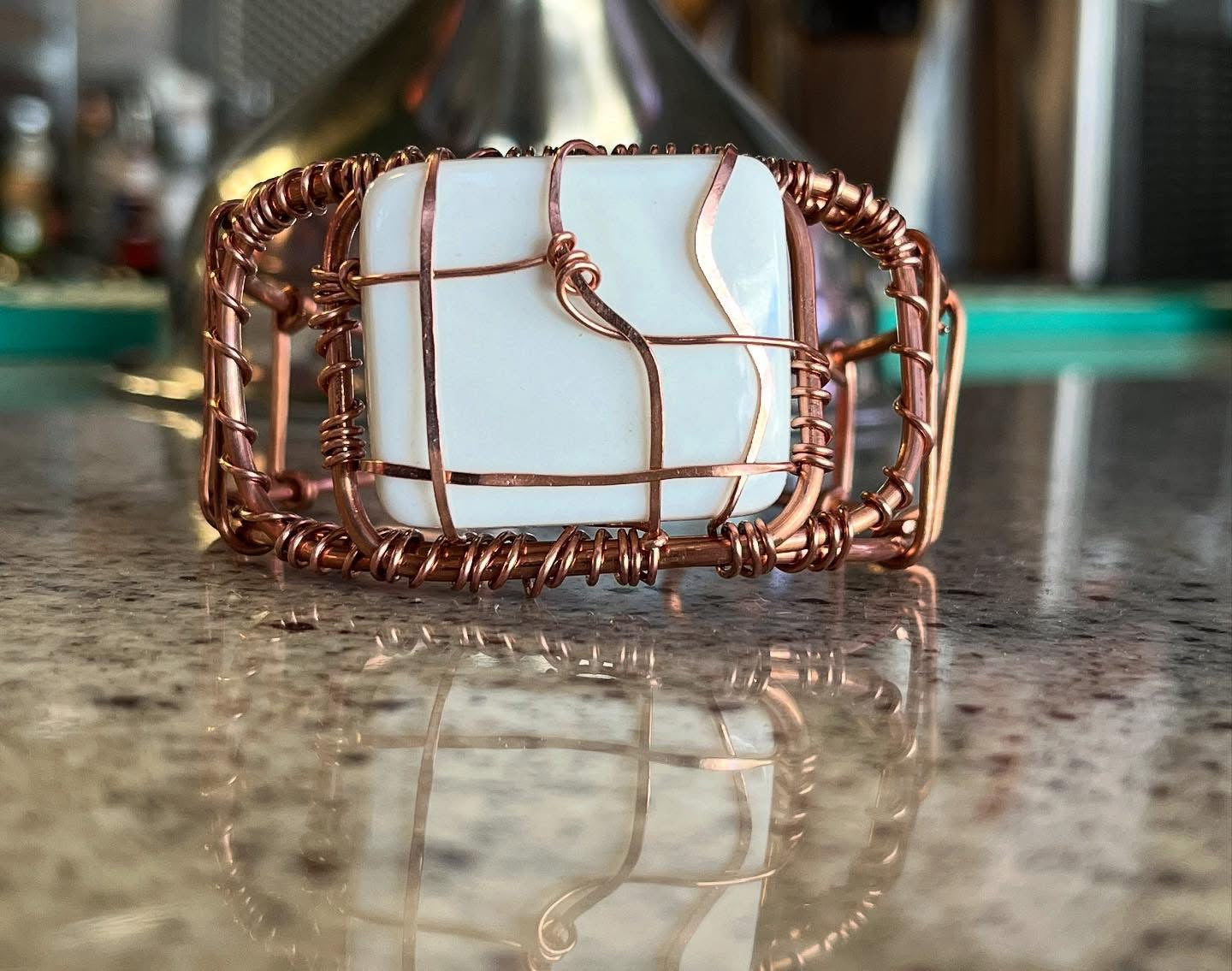 COPPER+ALABASTER AGATE CUFF BRACELET