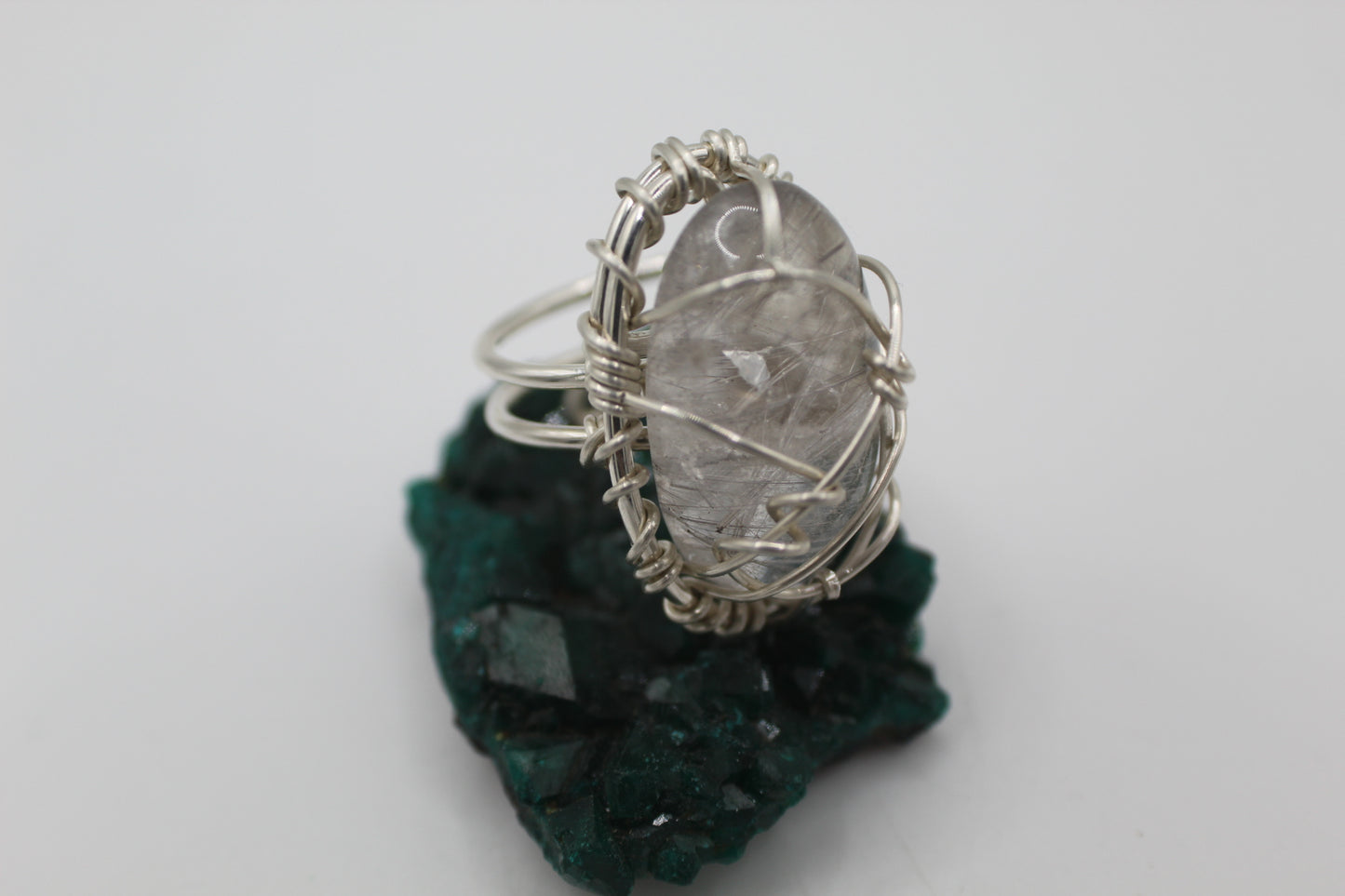 SILVER+ TOURMALINATED QUARTZ RING