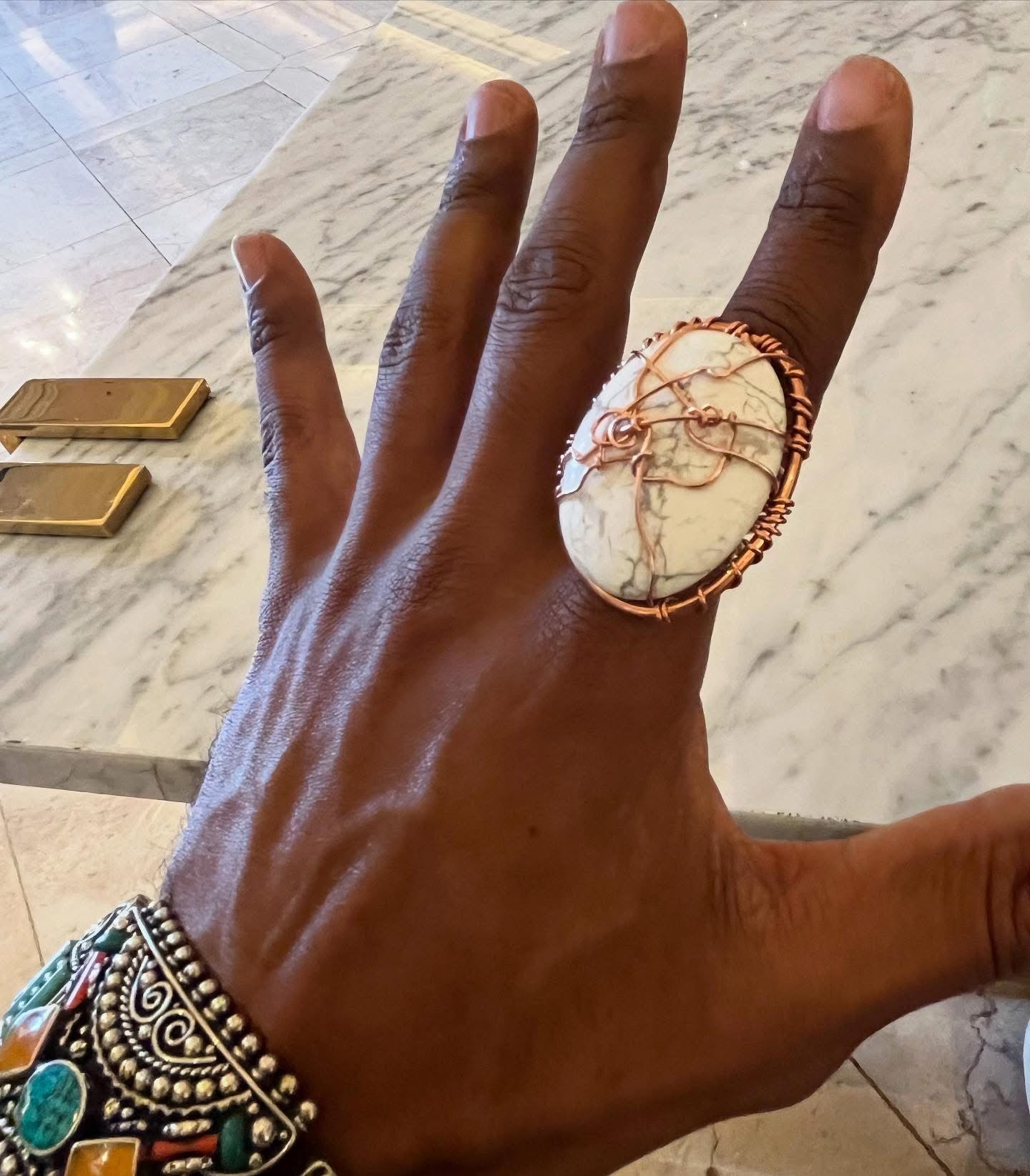 COPPER+HOWLITE RING
