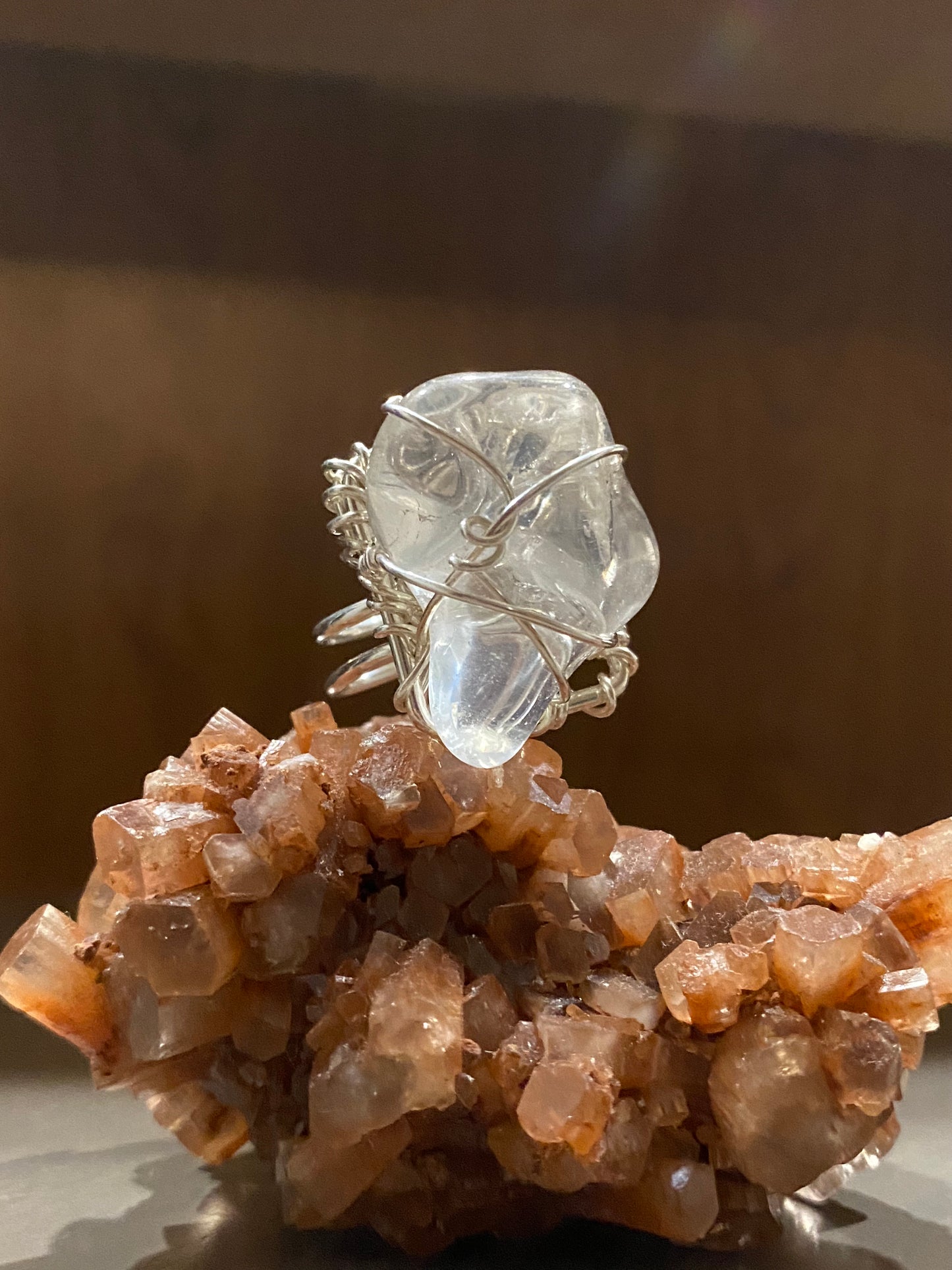 SILVER+CLEAR QUARTZ RING