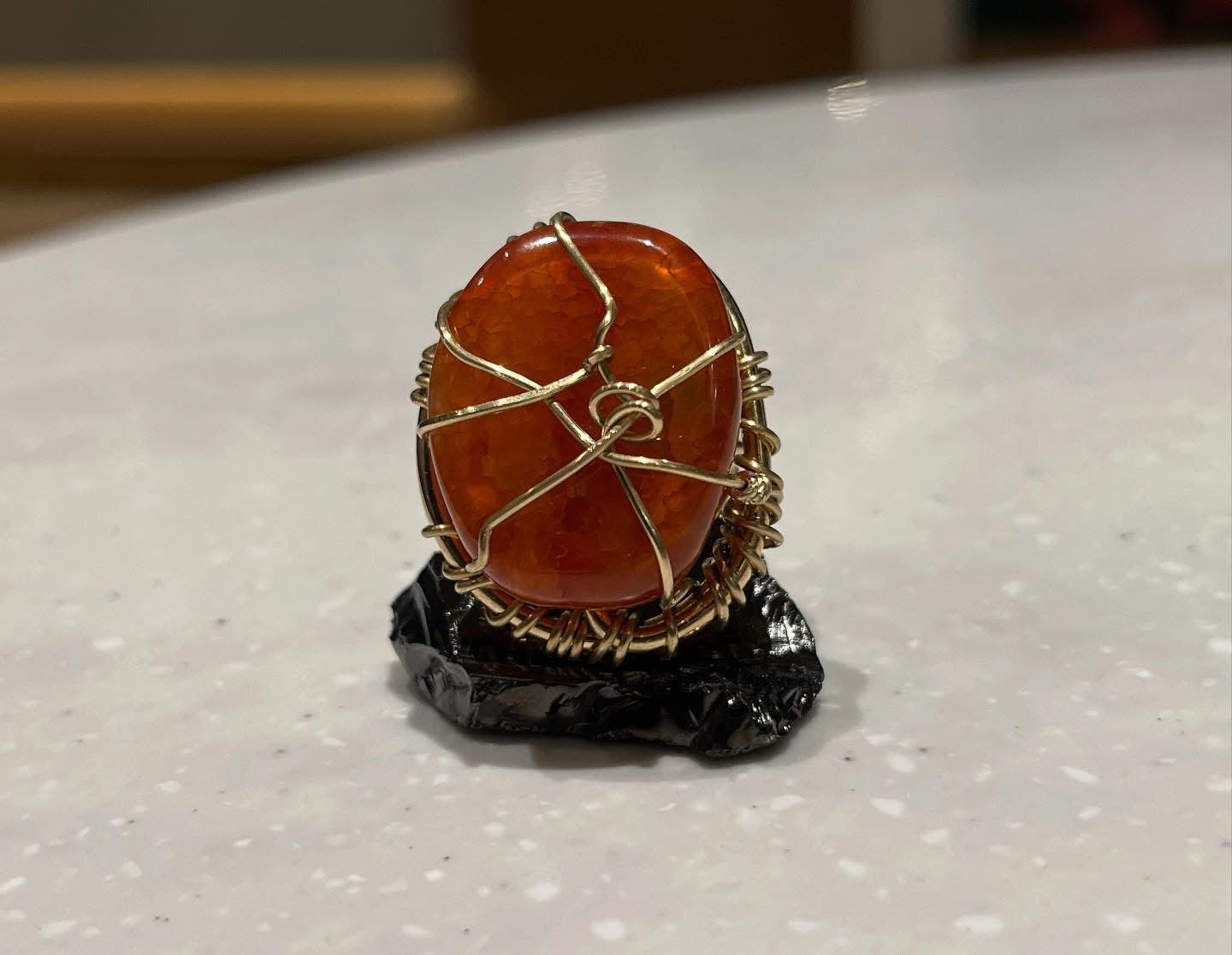 BRONZE+CARNELIAN RING