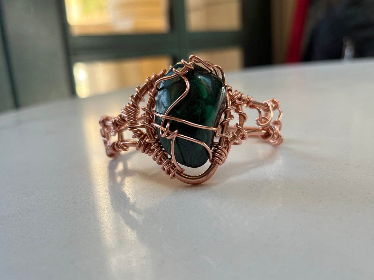 COPPER+MALACHITE CUFF BRACELET