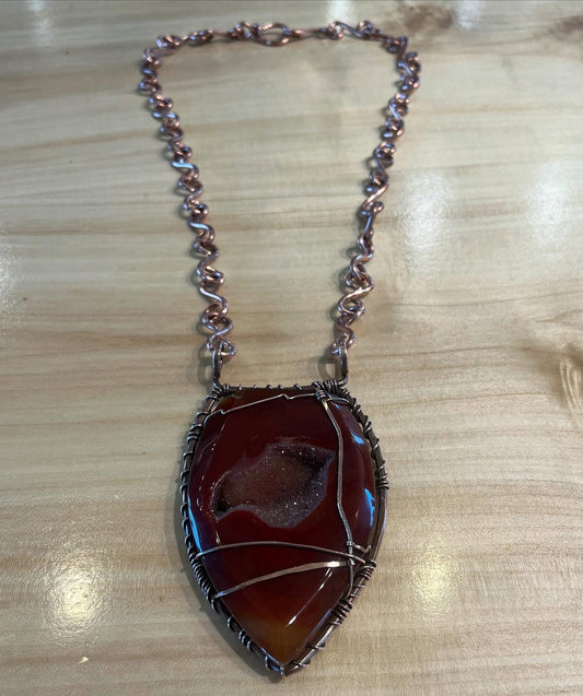 COPPER+DRUZY’D CARNELIAN S-LINK NECKLACE