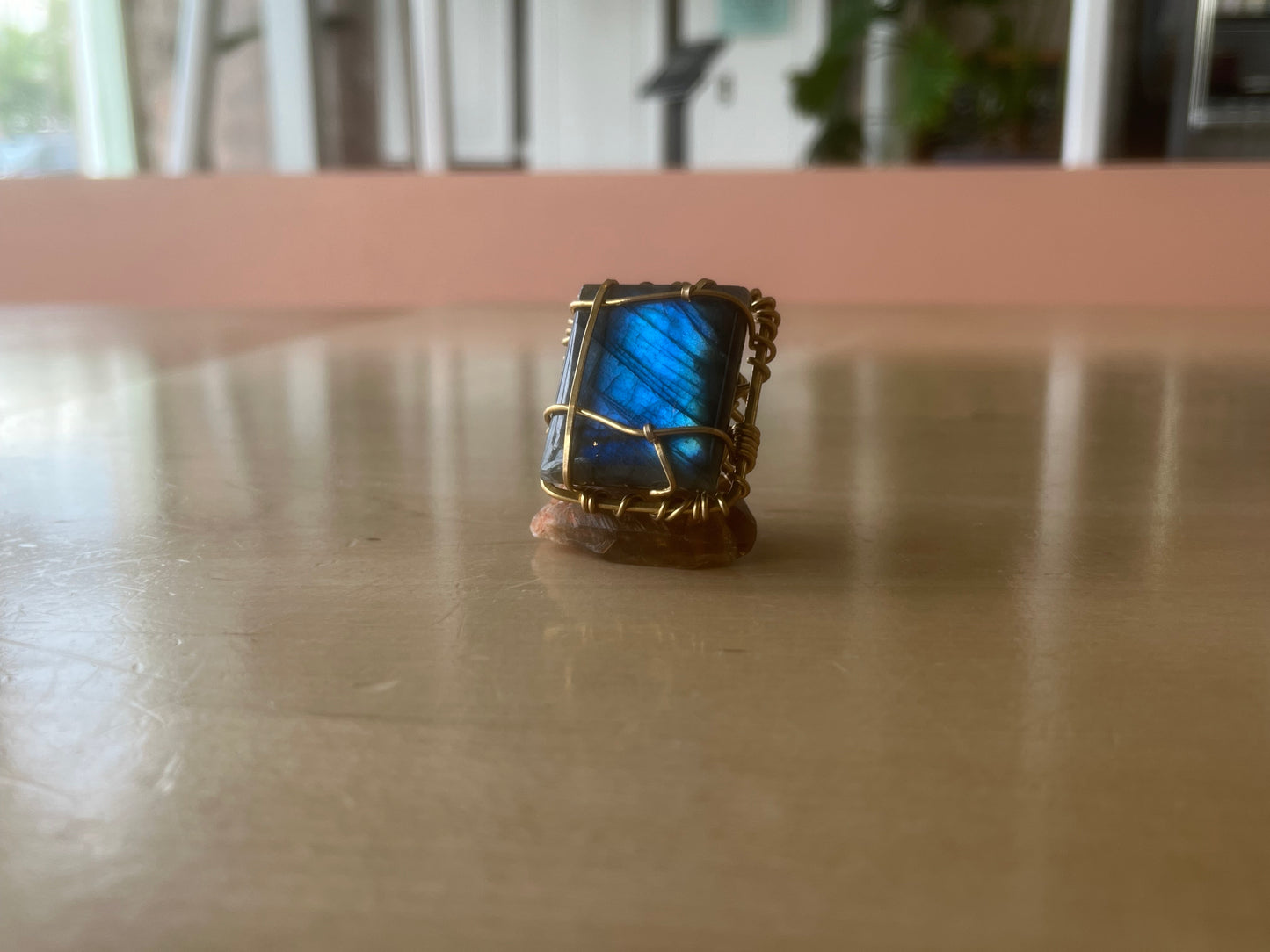 LABRADORITE RING IN BRONZE