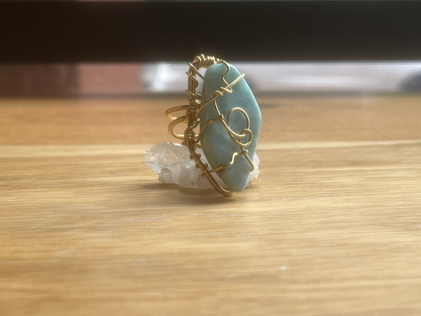LARIMAR RING IN BRONZE