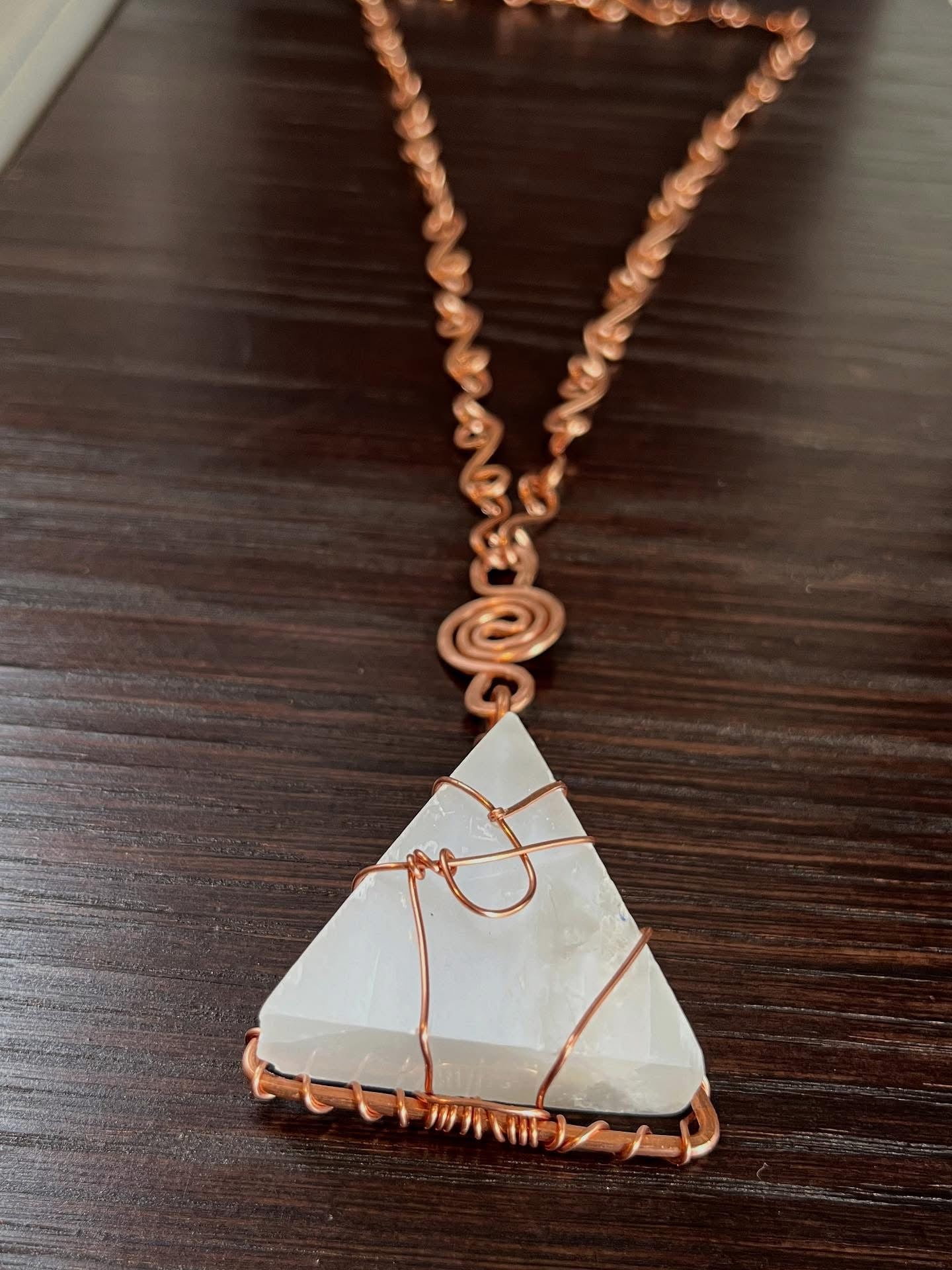 SELENITE TRIANGLE VORTEX S-LINK NECKLACE IN COPPER