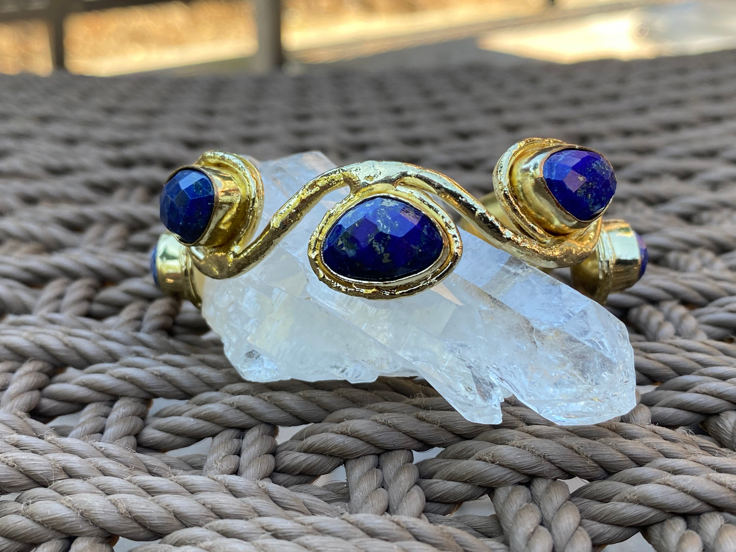 ✨BLUE JACARANDA✨ BRASS+LAPIS LAZULI CUFF BRACELET