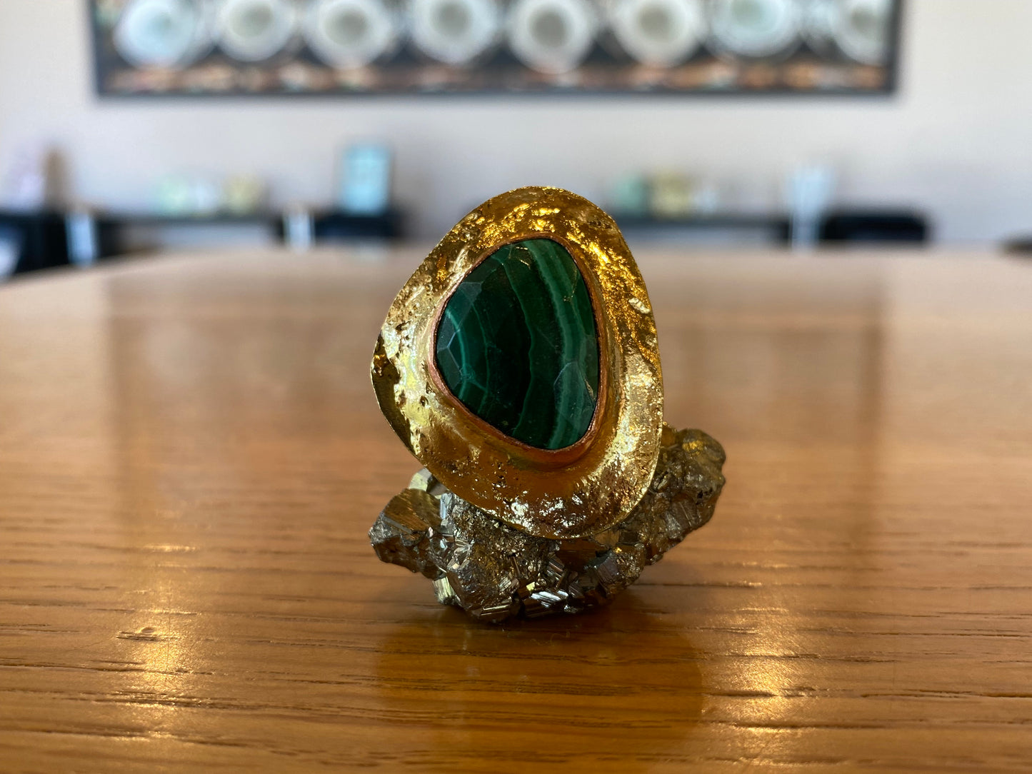BRASS+COPPER+MALACHITE RING