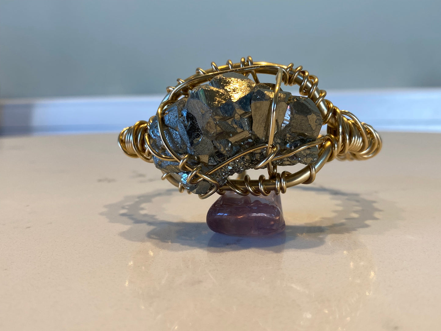 BRONZE+PYRITE CUFF BRACELET