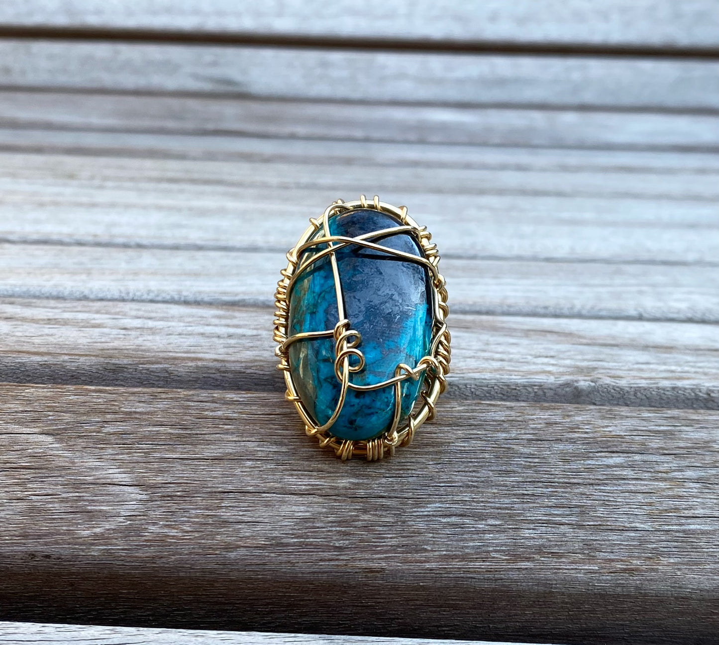 BRONZE+CHRYSOCOLLA RING