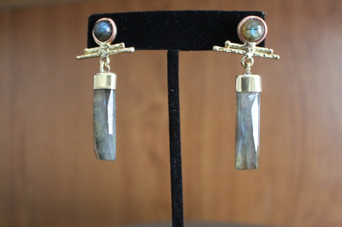 BRASS+LABRADORITE EARRINGS