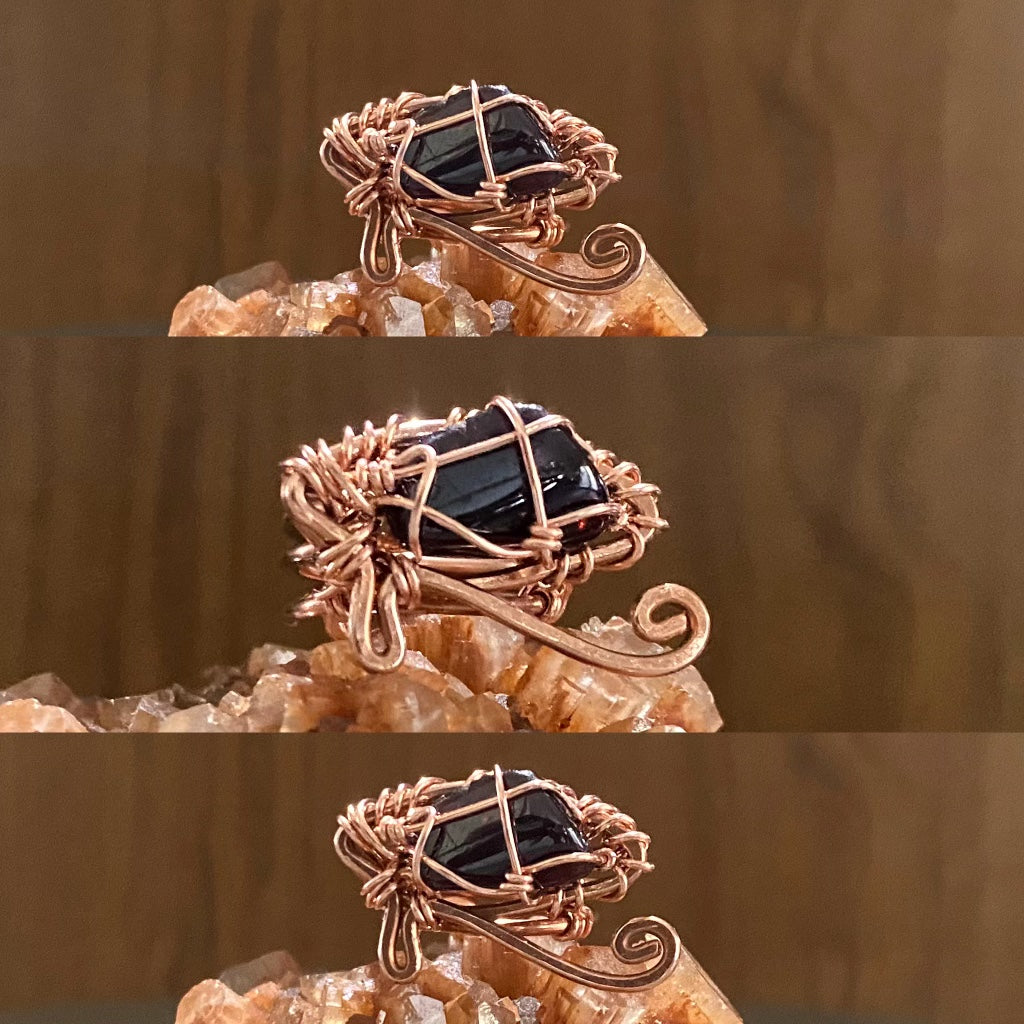 COPPER+GARNET EYE OF HERU RING