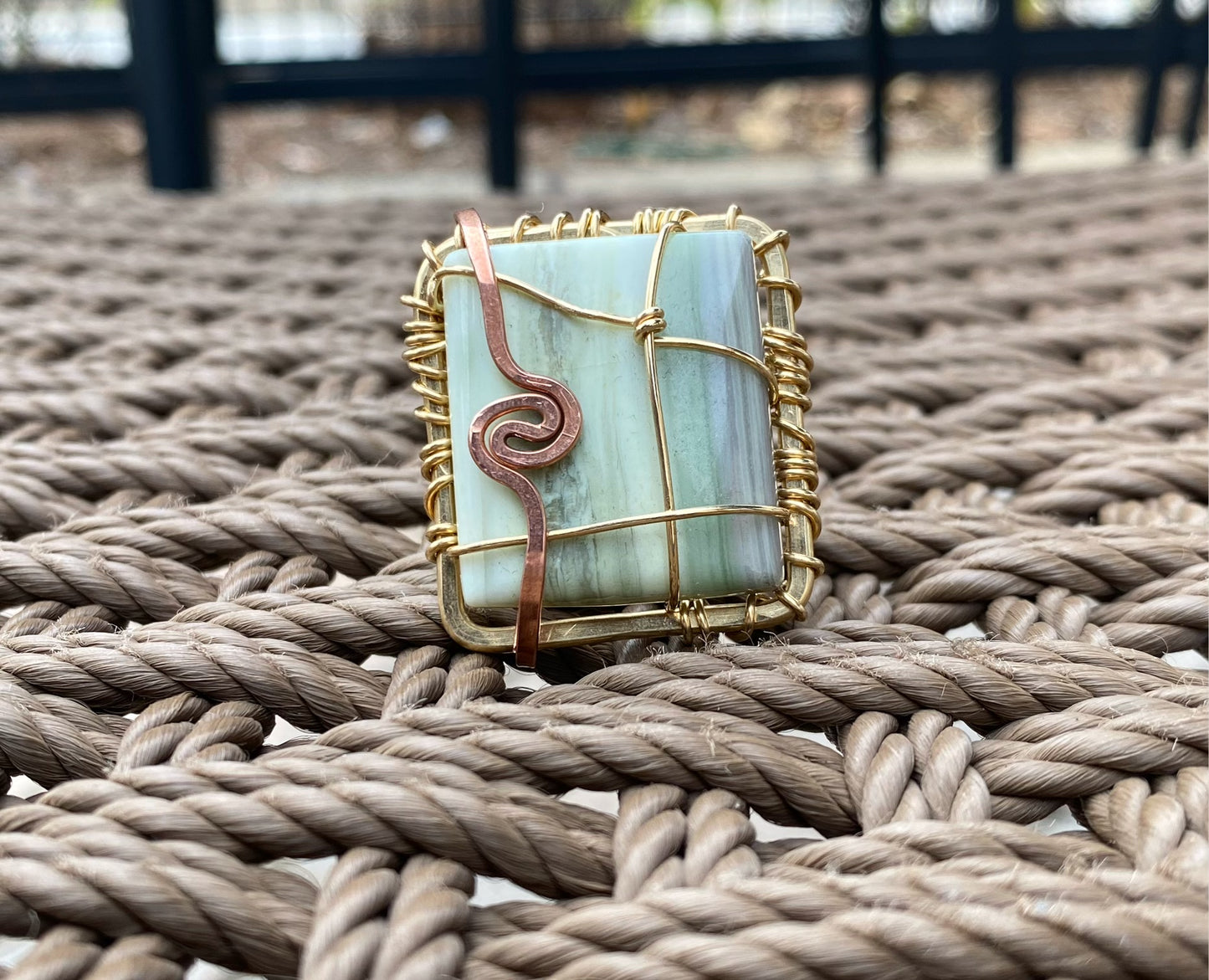 BRONZE+IVY GREEN JASPER RING