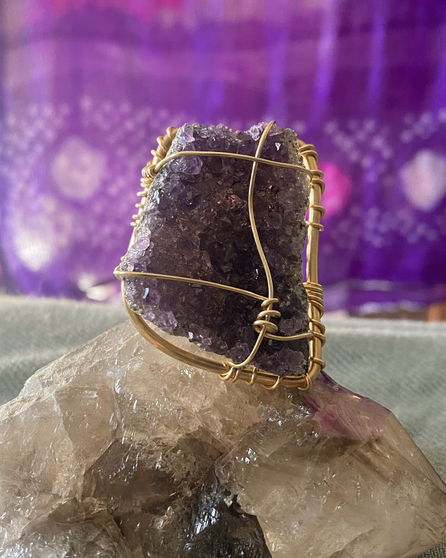BRONZE+AMETHYST RING