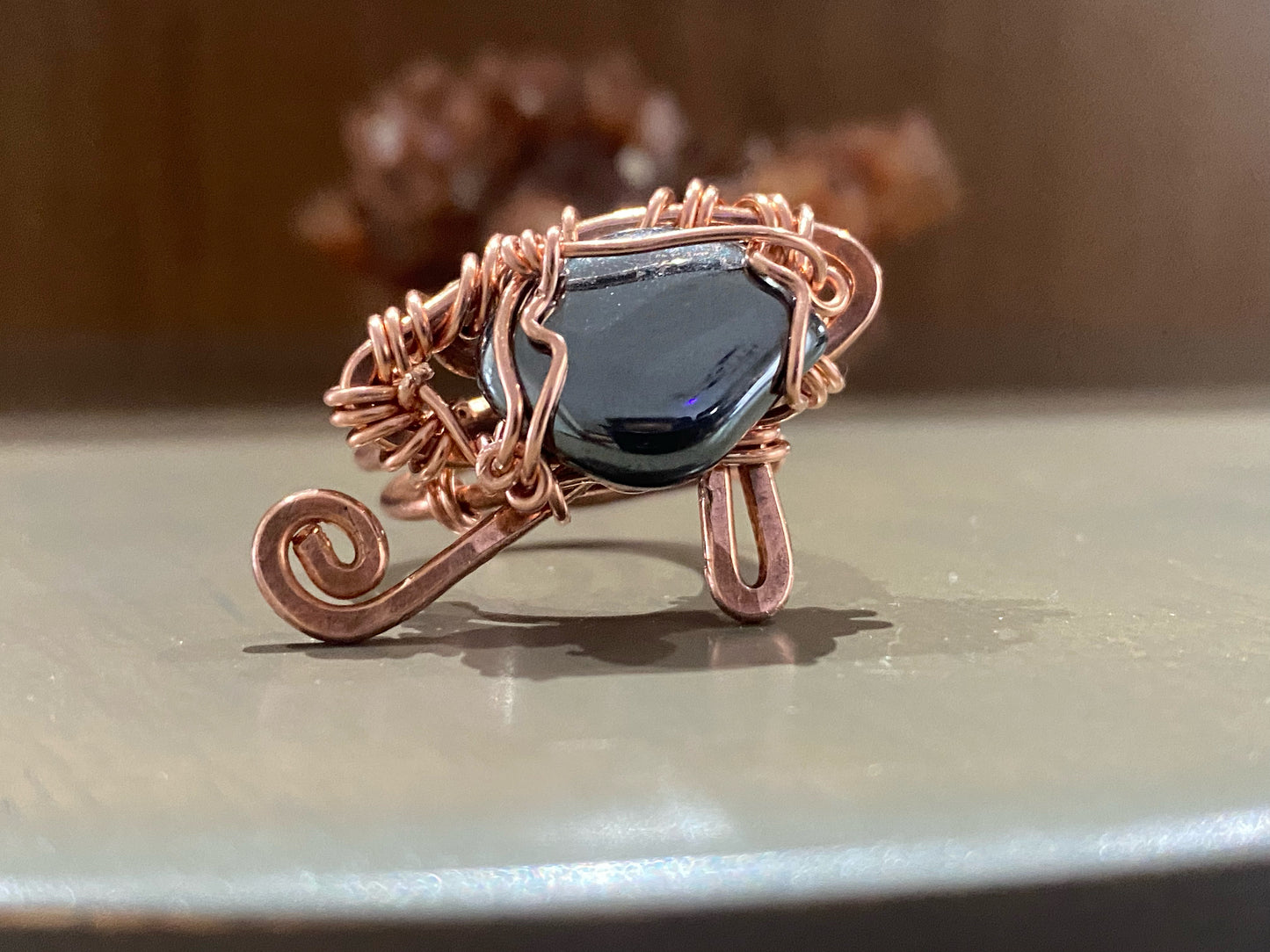 COPPER+HEMATITE EYE OF HERU RING