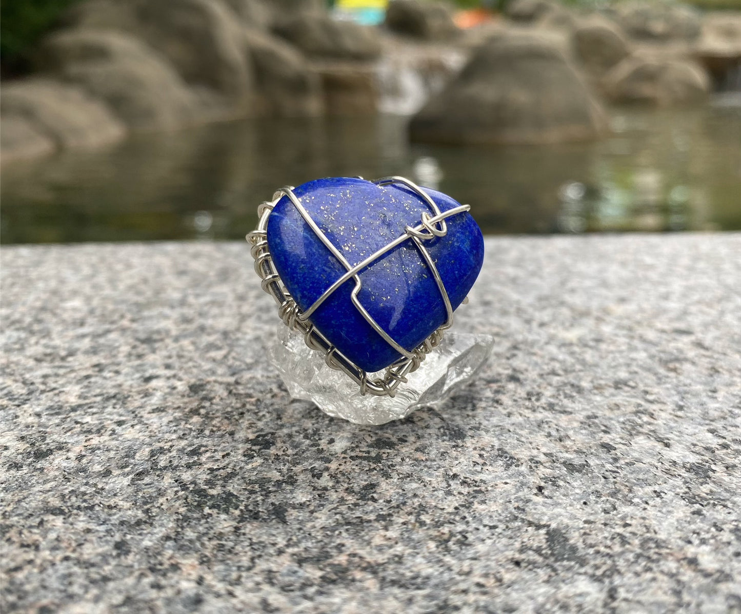 SILVER+LAPIS LAZULI HEART RING